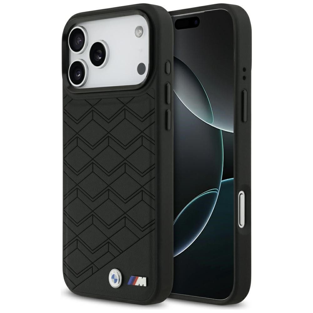 BMW Handyhülle MagSafe iPhone 17 Pro Max Kunstleder schwarz M Logo Metall 6,9 Zoll, Kantenschutz