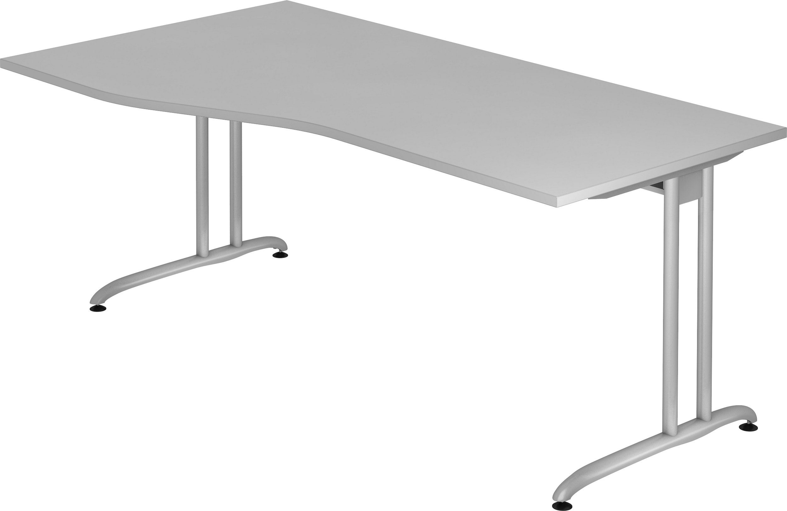 bümö Schreibtisch Schreibtisch Serie-B, Freiform: 180 x 100 cm - Dekor: Grau