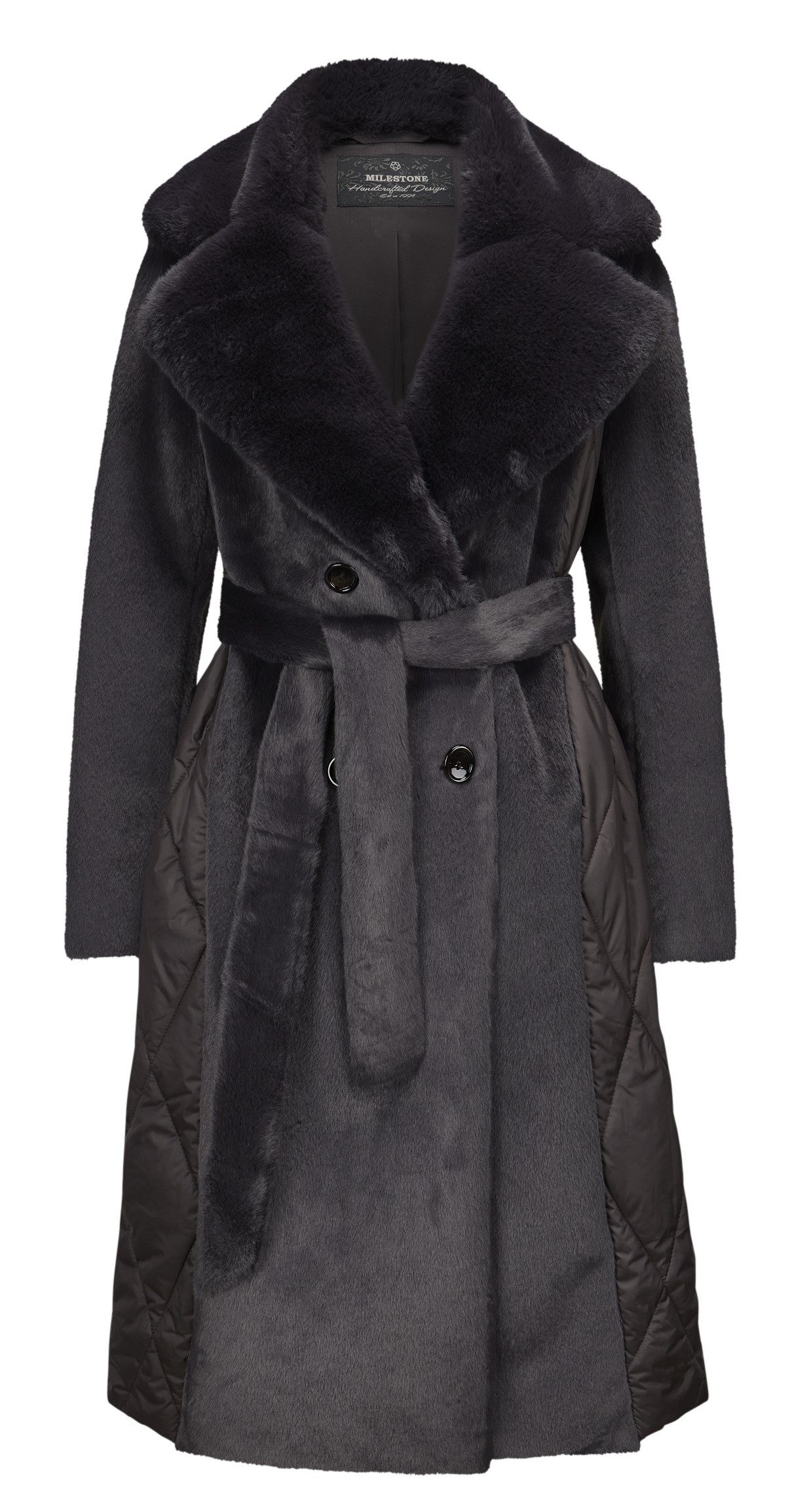 Milestone Fellimitatmantel MSAnthea 2-reihiger Mantel aus Kunstpelz-Stepp-M günstig online kaufen