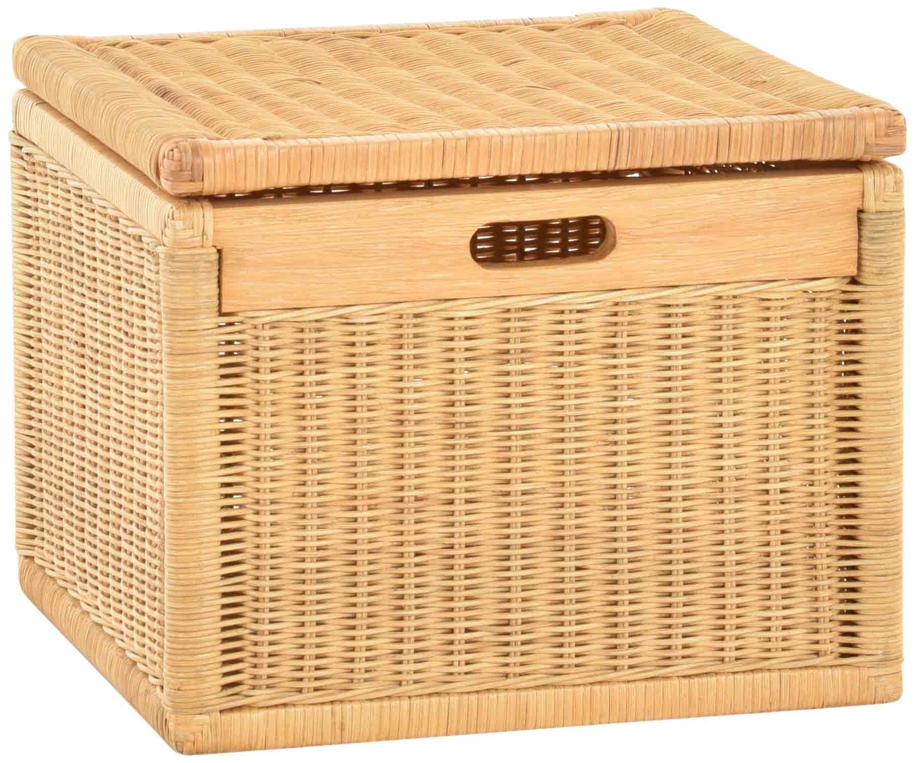 Krines Home Wäschekorb Korb mit Deckel Rattan geflochten Regalkorb, Schrankkorb Aufbewahrung, Kubus Klein