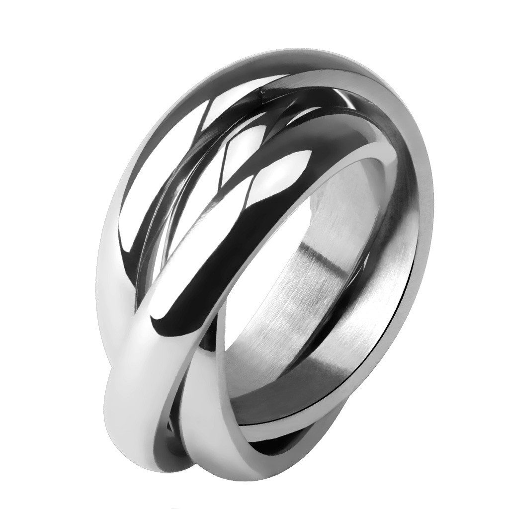 Taffstyle Fingerring Damenring Edelstahl Silber Dreifach Dreier Ring Größe günstig online kaufen