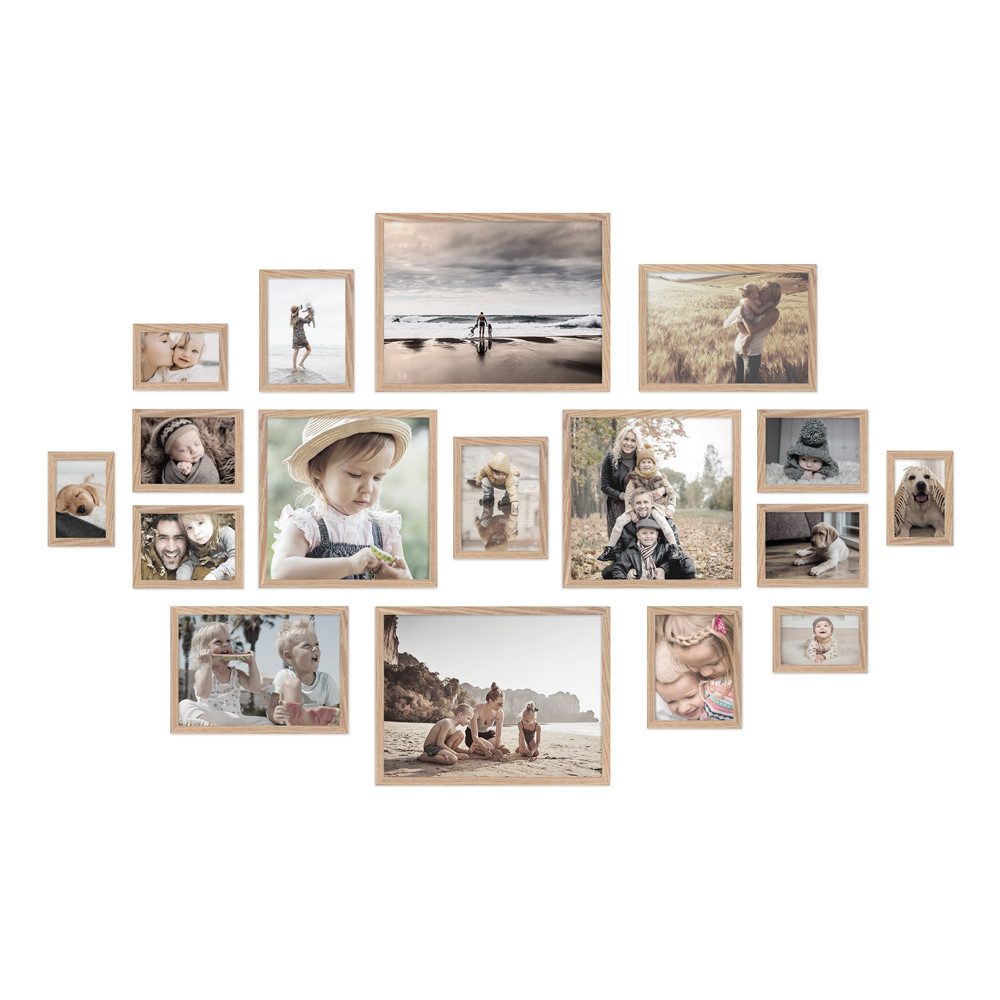 WANDStyle Рамки-Set H950, für 17 Bilder, Eiche-Optik, aus Massivholz im Stil Modern