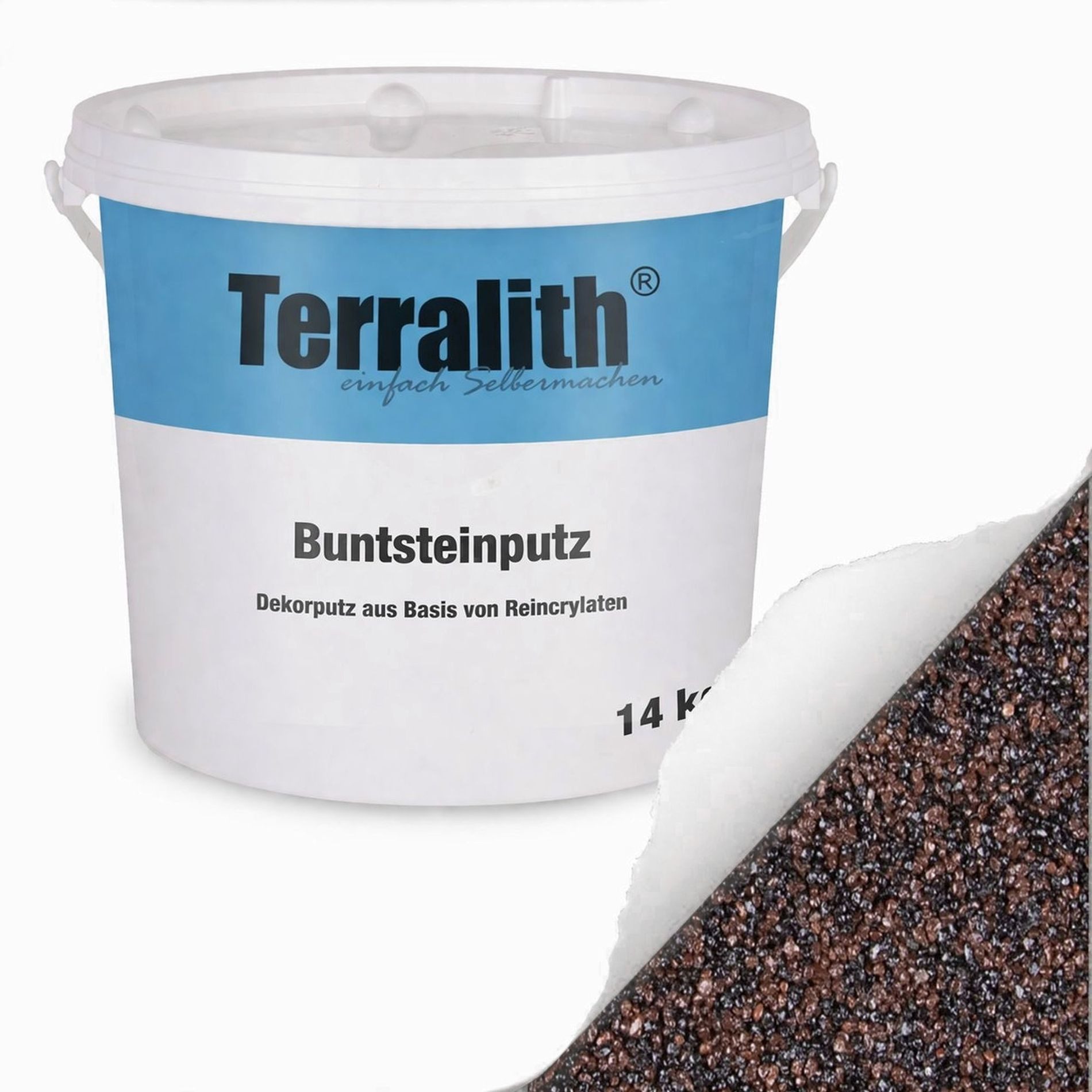 Terralith® Kunstharzputz Buntsteinputz Mosaikputz 1mm -14 kg- BSP1131 (Eimer, Verarbeitungsfertig) Dekorationsputz aus Marmor-Granulat bzw. eingefärbter Körnung
