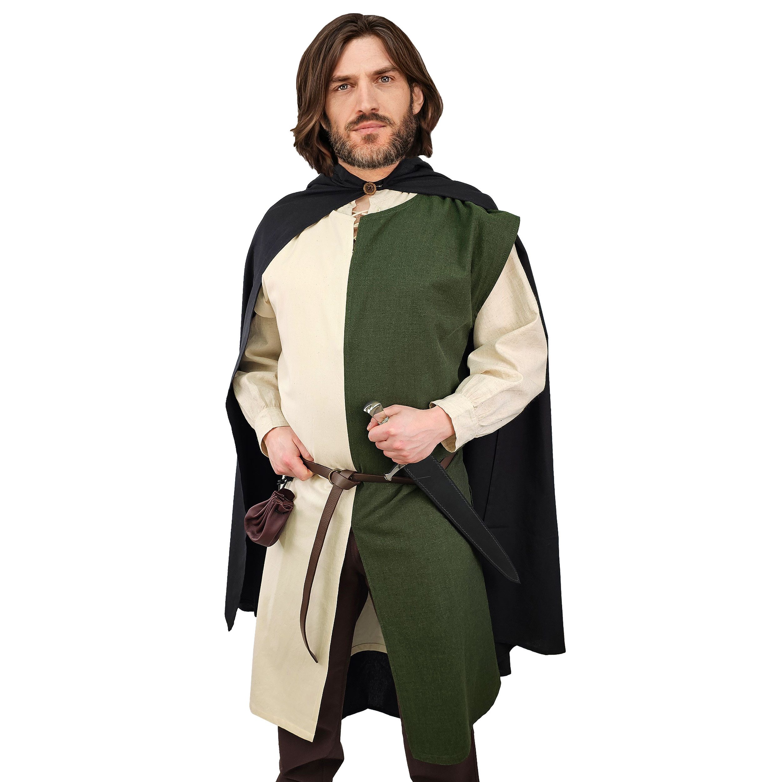 Vehi Mercatus Wikinger-Kostüm Mittelalter Wappenrock Grün / Natur "Enzio"