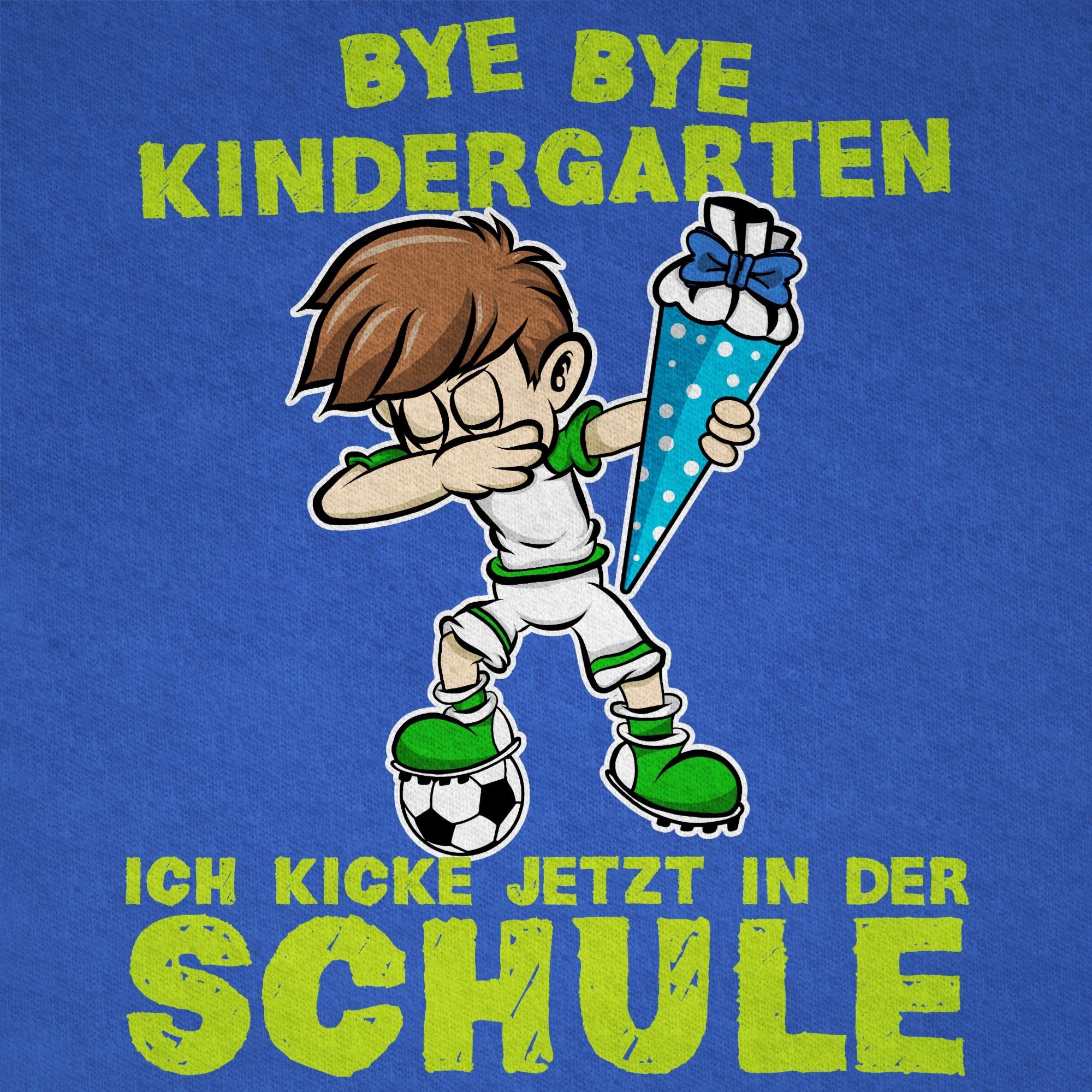 Shirtracer T-Shirt Bye Bye Kindergarten ich kicke jetzt in der Schule Dabbing Junge Fußba (1-tlg) Einschulung Junge Schulanfang Geschenke