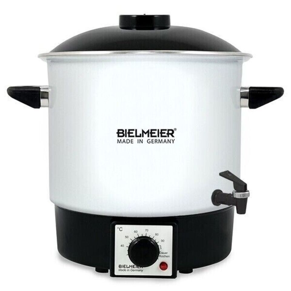 Bielmeier Einkochautomat einwecken einkochen Emaille weiß 9 Liter, 1000 W, Auslaufhahn 3/8" Kunststoff BHG 980.1 (B980122)