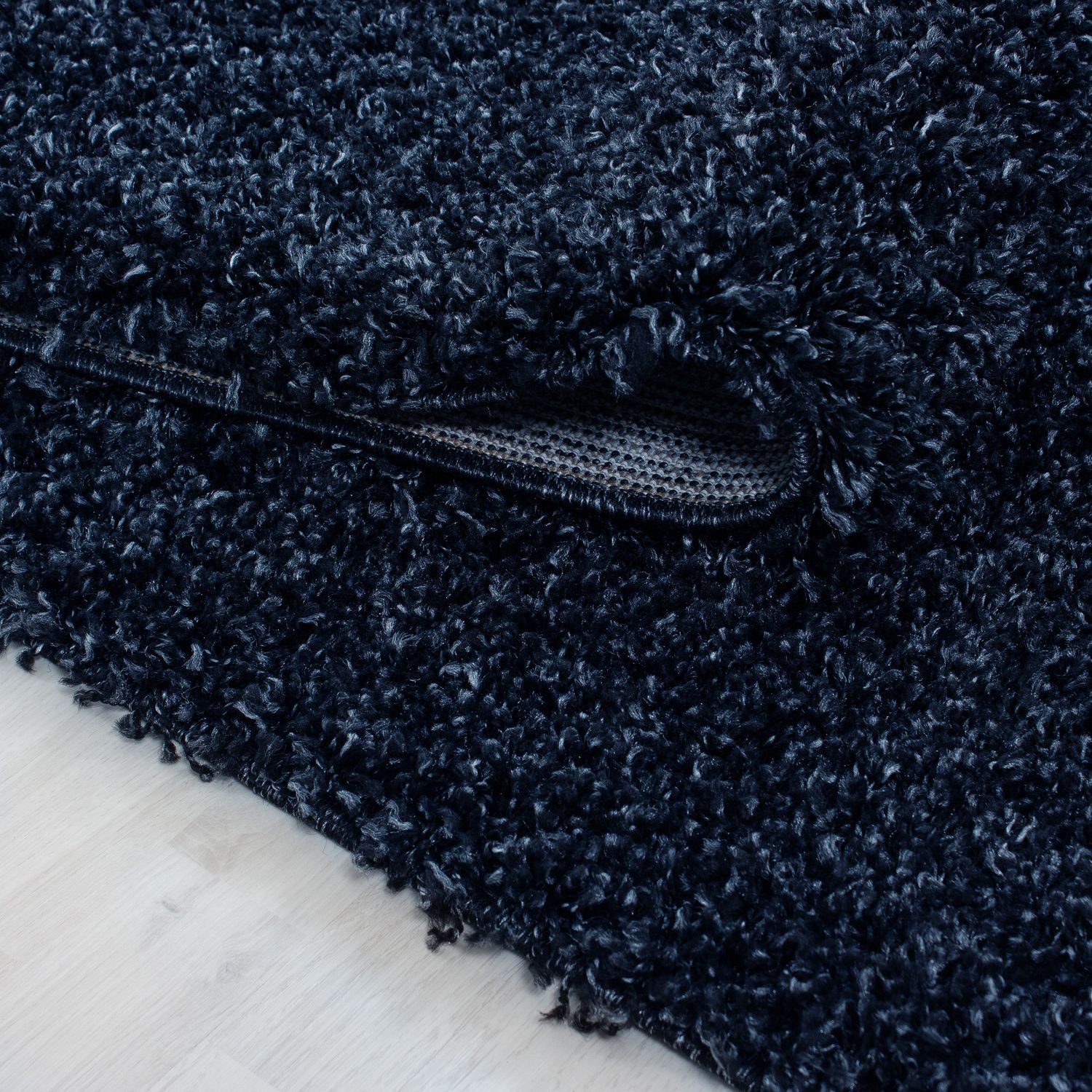 Teppich Boss Teppich Hochflor Teppich Lux Marineblau, rund, Höhe: 30 mm