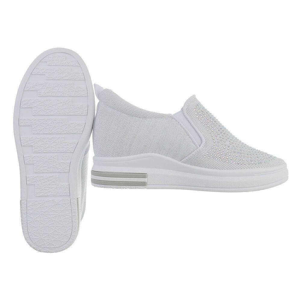 Sneaker Keilabsatz/Wedge Damen Sneakers Low Low-Top Weiß in Ital-Design Freizeit