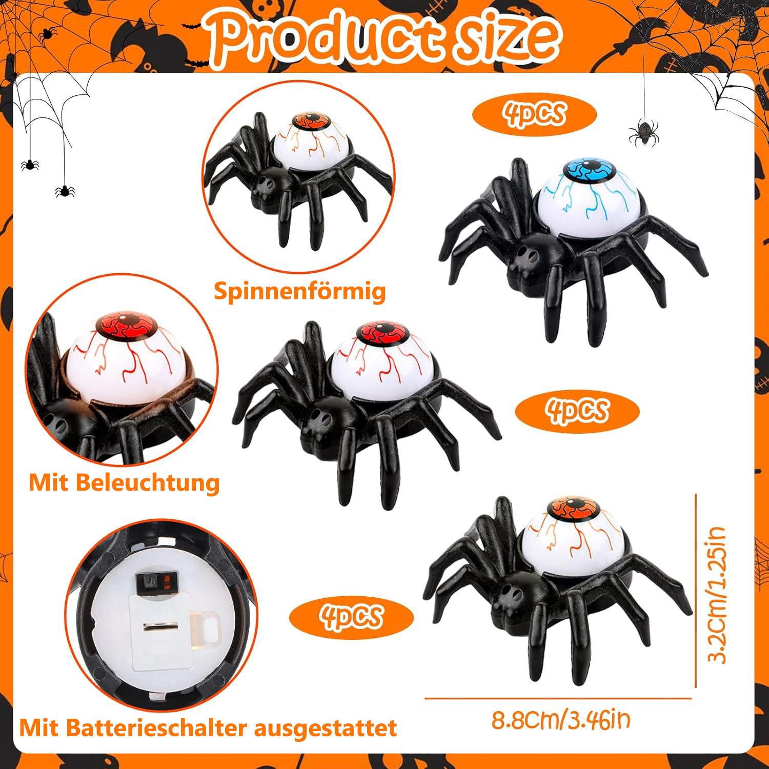 Coonoor LED-Kerze 12 Stück Halloween Spinne günstig online kaufen