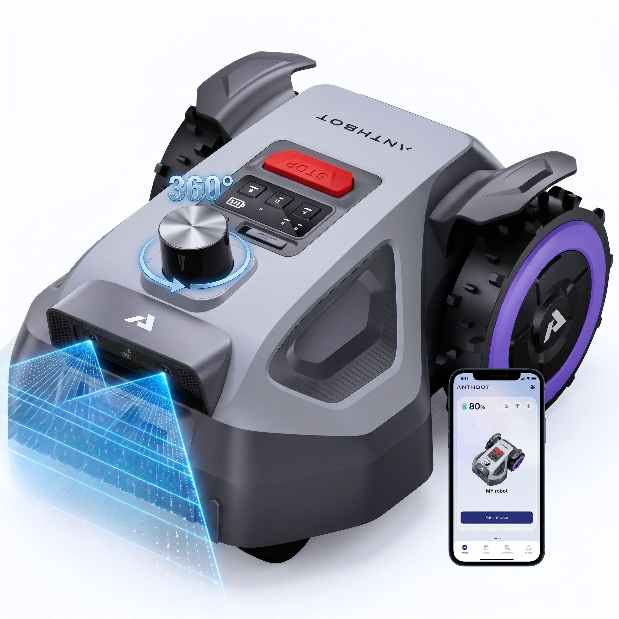 ANTHBOT Rasenmähroboter M5 LiDAR Serie Ohne Begrenzungskabel mit LiDAR & HDR-Dual-Vision, bis 600 m² Rasenfläche, (mit 4G-Modul, Schnitthöhe per App)
