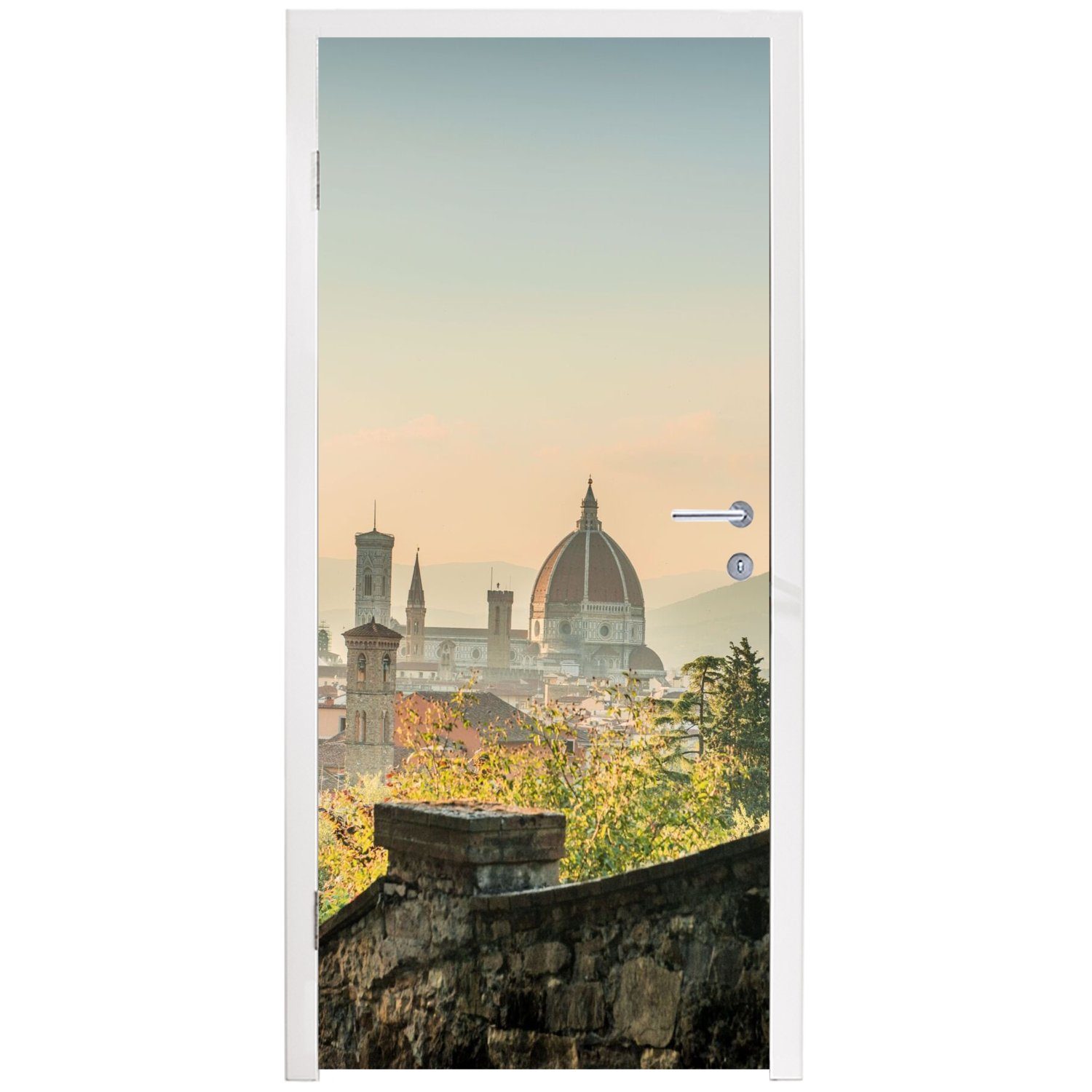 MuchoWow Türtapete Italien - Fototapete cm bedruckt, Stadt Florenz Mauer, Türaufkleber, 75x205 Tür, St), (1 - für - Matt