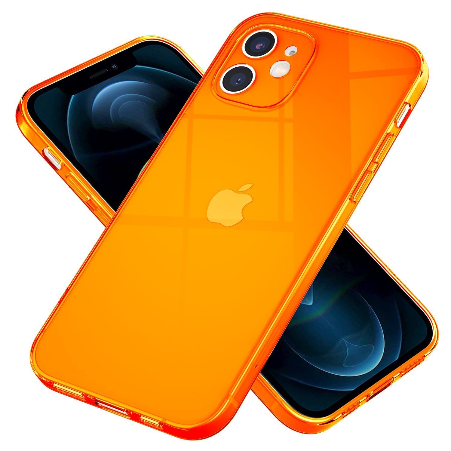 Nalia Smartphone-Hülle Apple iPhone 12, Klare Neon Silikon Hülle / Bunt Leuchtend / Durchsichtig / Flexibel