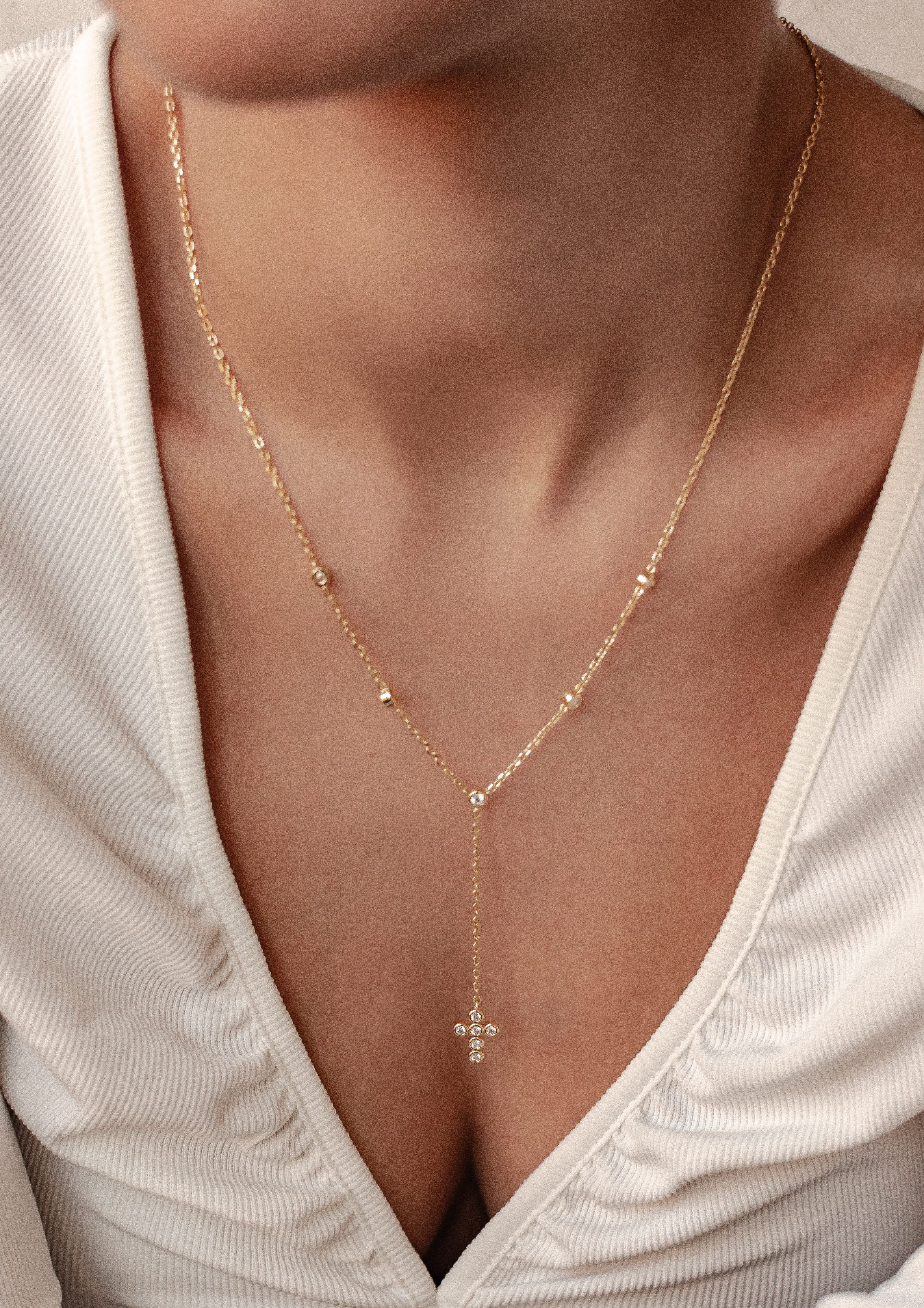 Hey Happiness Y-Kette Zirkonia Kreuz Anhänger, günstig online kaufen