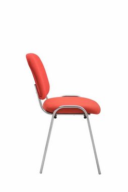 TPFLiving Besucherstuhl Keen mit hochwertiger Polsterung - Konferenzstuhl (Besprechungsstuhl - Warteraumstuhl - Messestuhl), Gestell: Metall chrom - Sitzfläche: Stoff rot