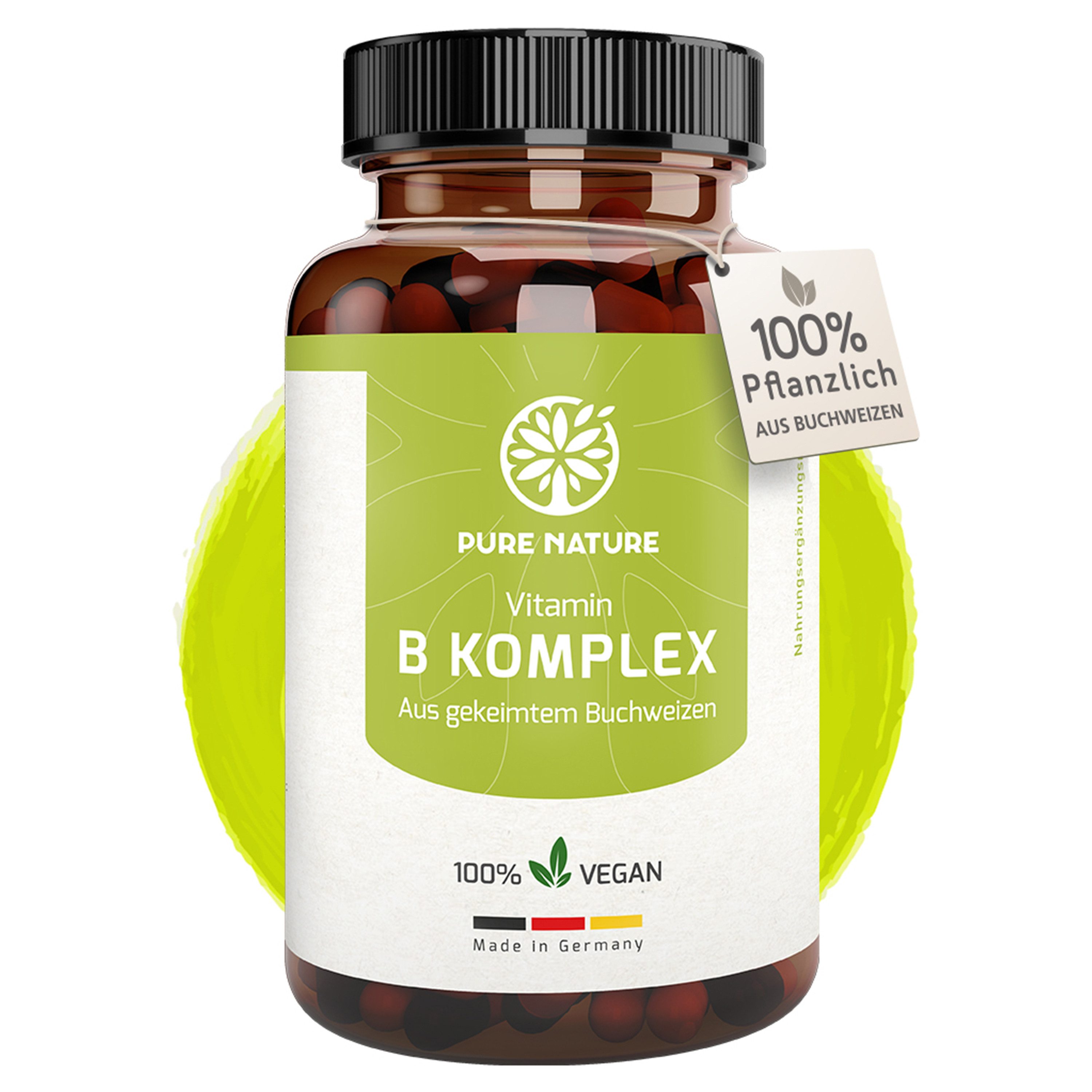 Pure Nature Vitamin B-Komplex rein aus Buchweizen - 1000 mg - 90 Kapseln Kapseln, 53 g
