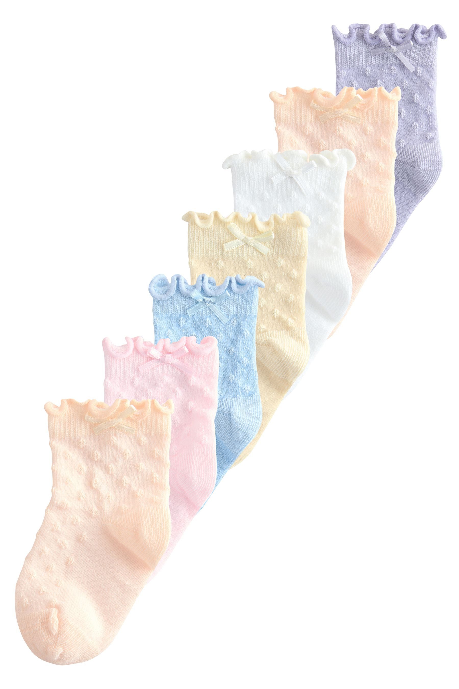 Basicsocken Pastellfarbene Babysocken mit Rüschen, 7er-Pack