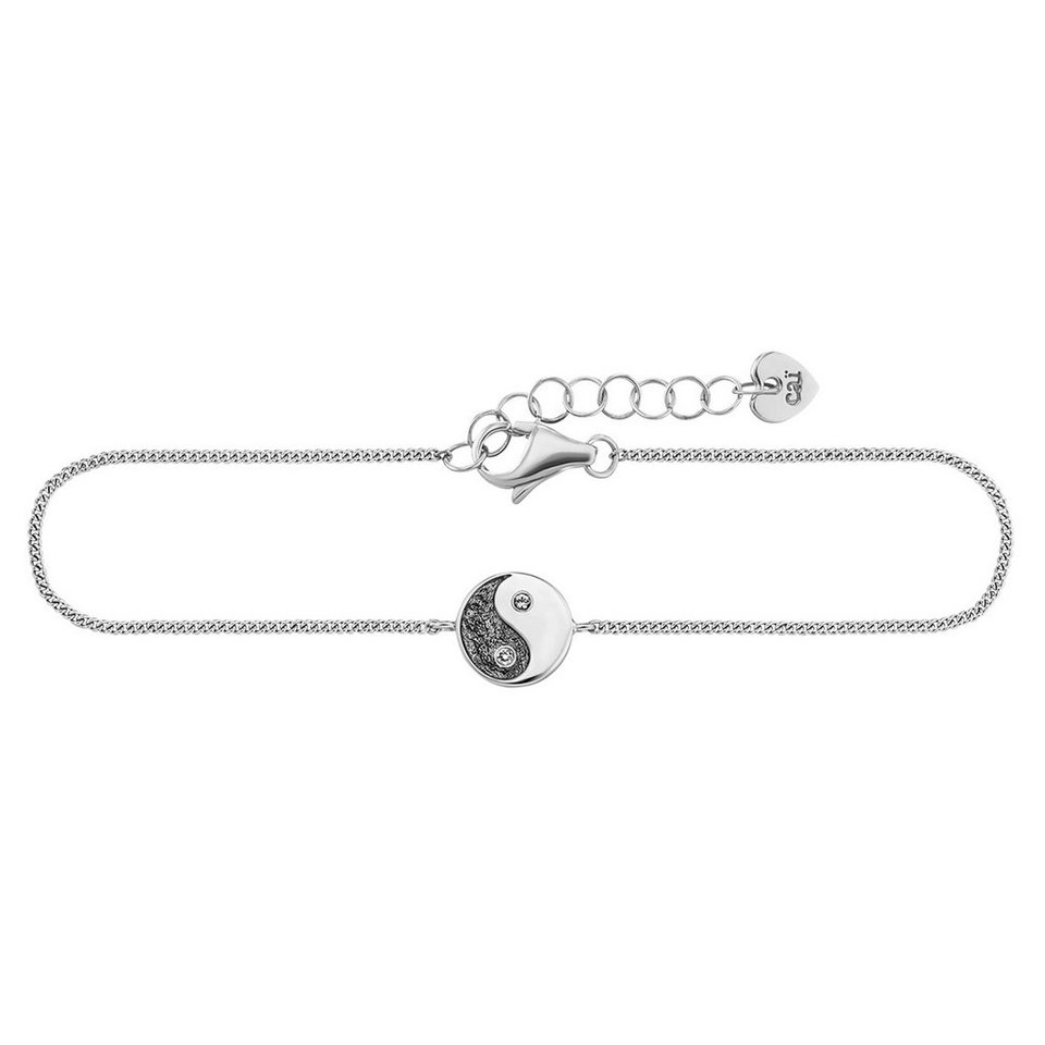 CAÏ Armband 925/- Sterling Silber rhodiniert Zirkonia Yin Yang