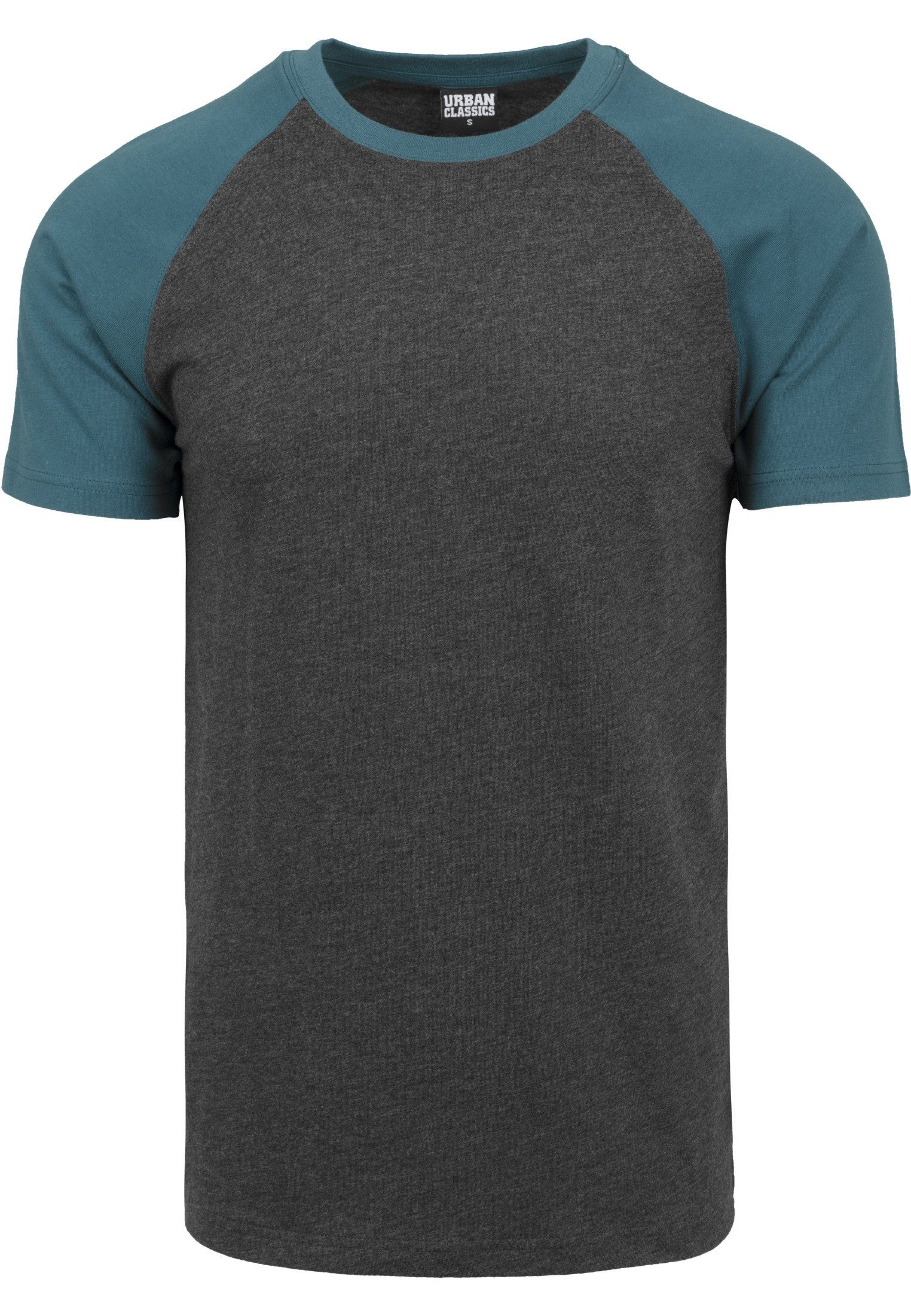 URBAN CLASSICS T-Shirt Herren Contrast (1-tlg) Raglan charcoal/teal Tee
