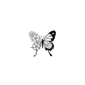 FOREVER NEVER Schmuck-Tattoo Schmetterling Floral
