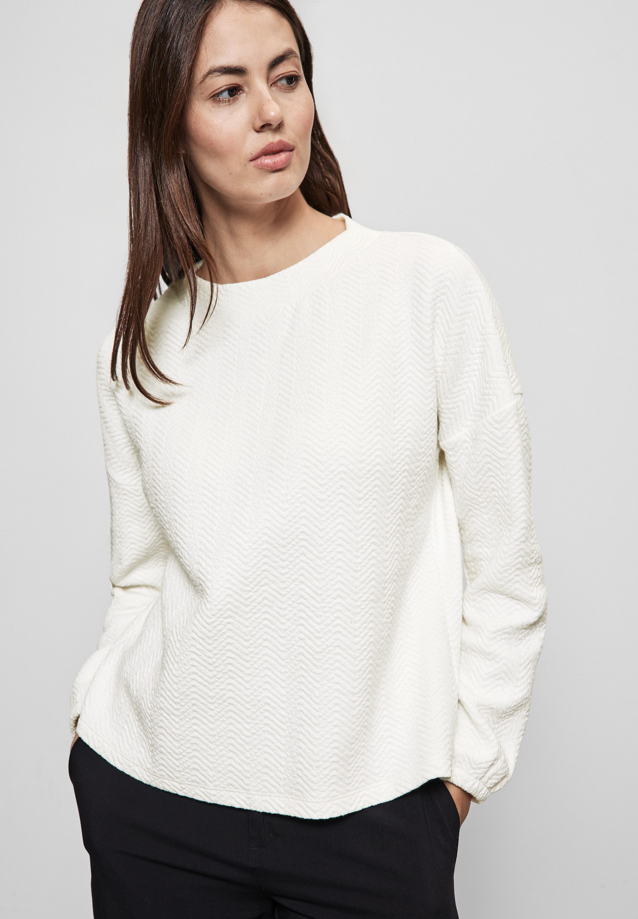 STREET ONE Langarmshirt mit Materialmix günstig online kaufen