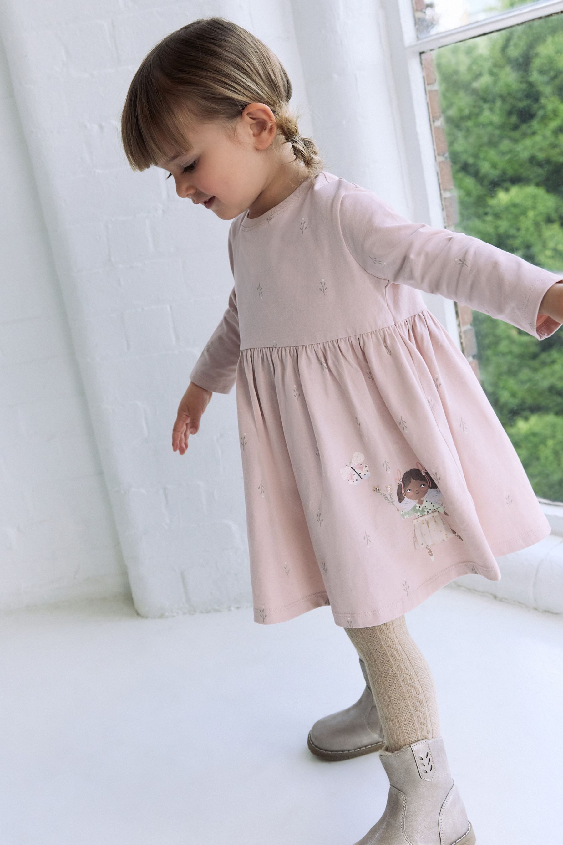 Next Blusenkleid Verziertes Kleid mit langen Ärmeln (1-tlg)