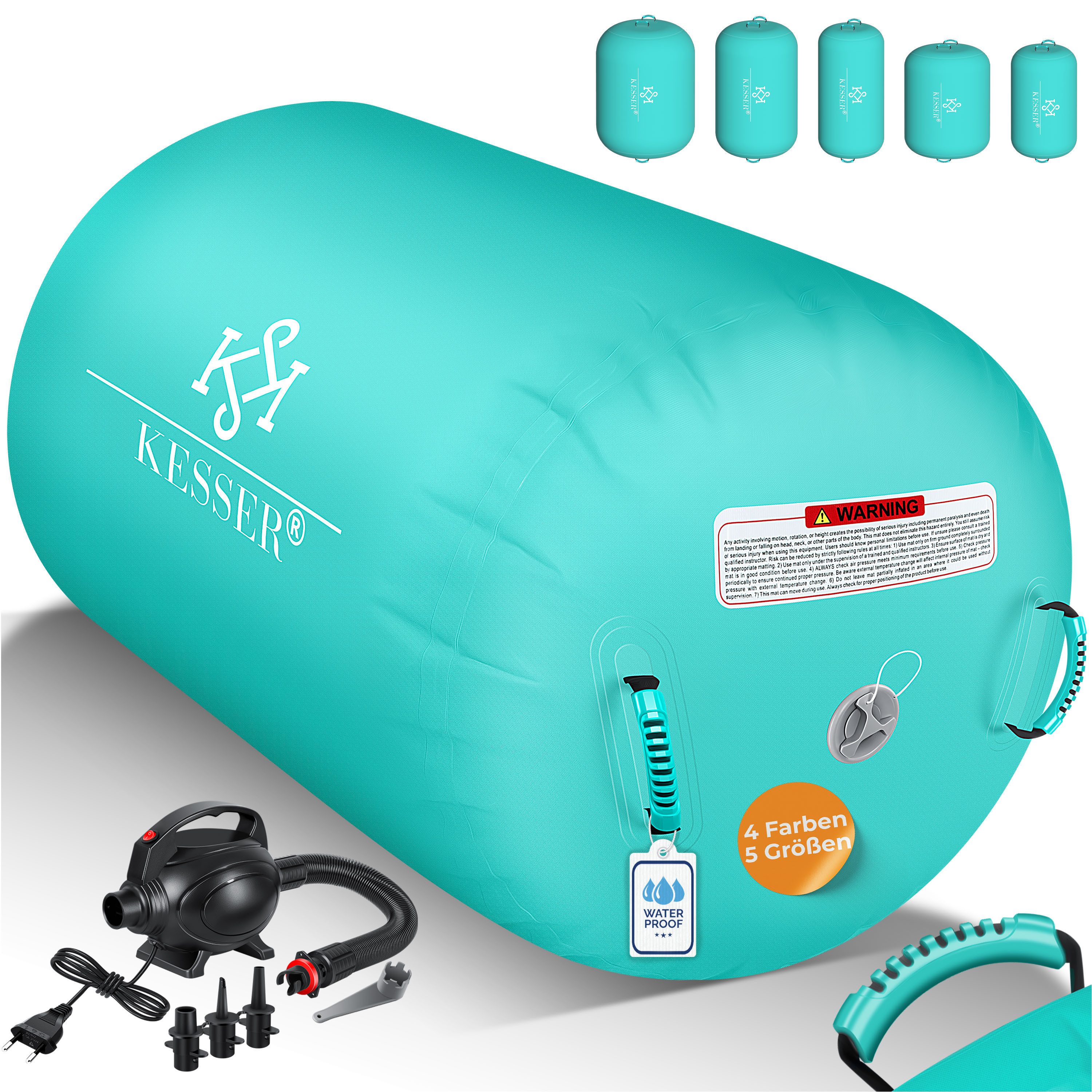 KESSER Gymnastikmatte, Aufblasbare Air Roll Airtrack, Gymnastik-Rolle inkl. Tragetasche