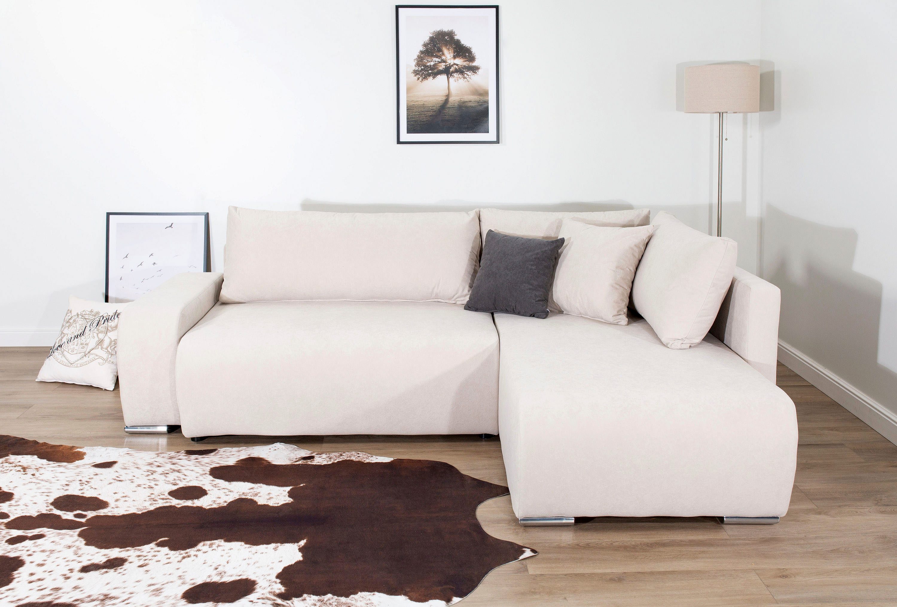 COLLECTION AB Ecksofa Poppy, L-Form, Breite 227 cm mit Schlaffunktion, inkl. Schlaffunktion und Bettkasten