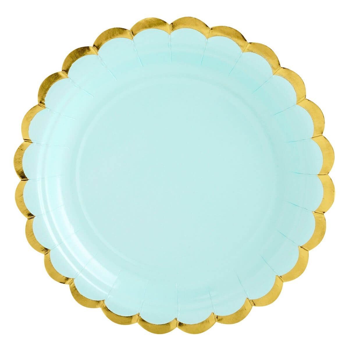 Yungyan 30 Stück Pastell-Pappteller Gewellt - 24,1 Cm Einweggeschirr Für Partys (6 Farben, Floraler Rand)