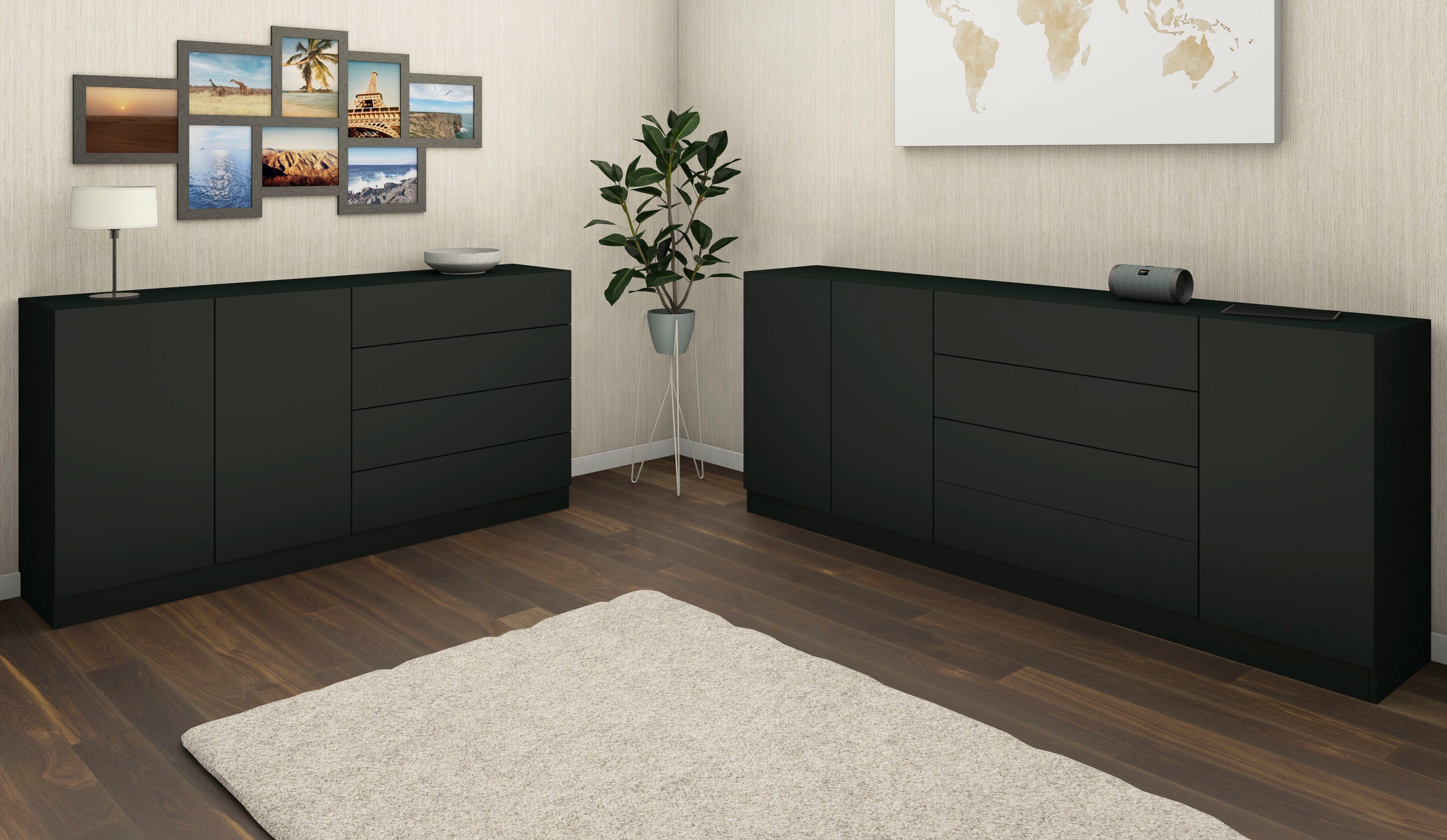 Möbel matt cm borchardt Sideboard 190 schwarz Vaasa, Breite