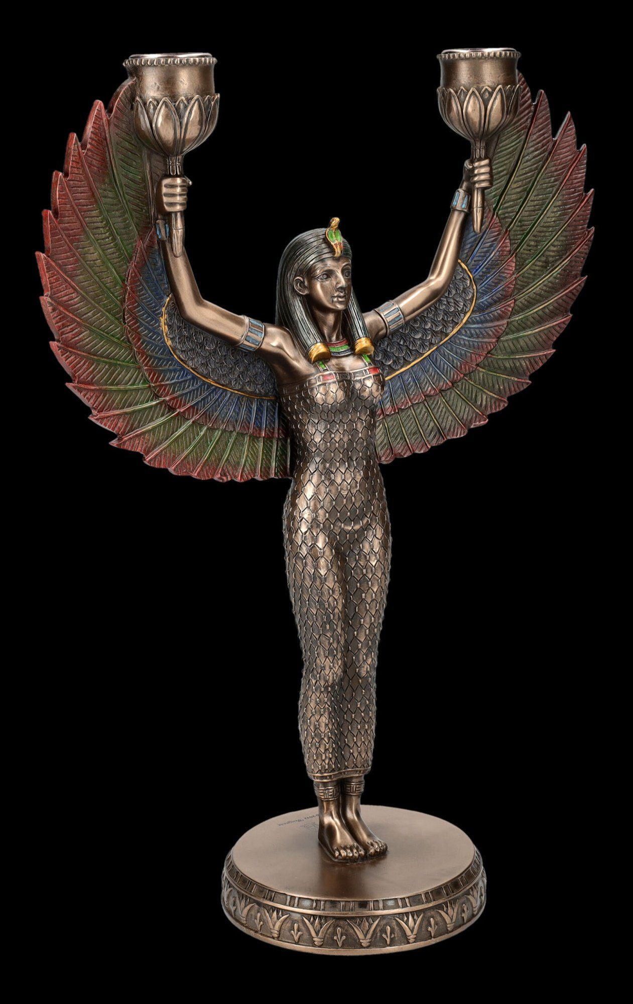 Figuren Shop GmbH Kerzenhalter Kerzenhalter - Geflügelte ägyptische Göttin Isis - Veronese Dekoration