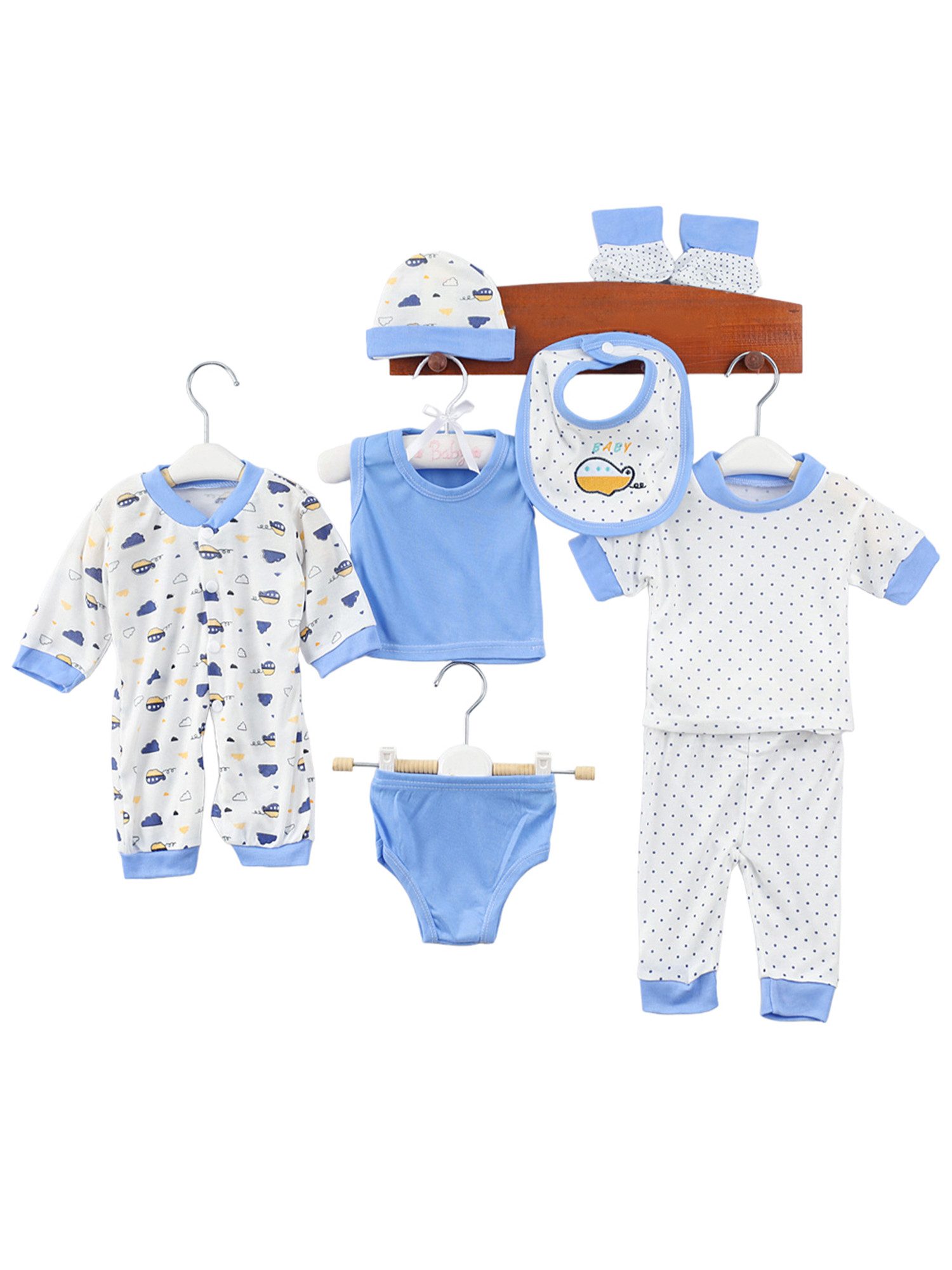 Neugeborenen-Geschenkset 0–3 Monate Unisex Baby Neugeborenen Casual Basics-Set, 8-tlg Outfit