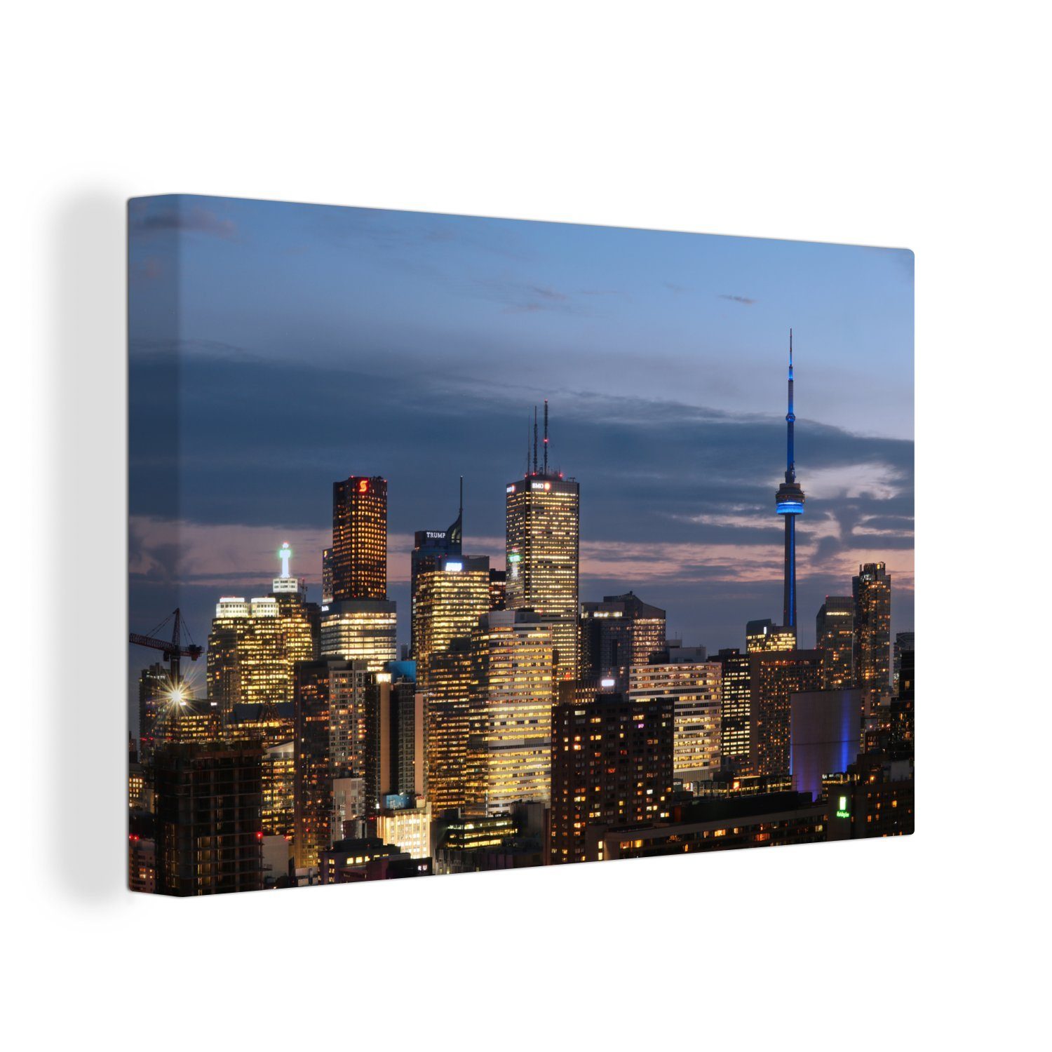 OneMillionCanvasses® Leinwandbild Silhouette der Stadt Toronto mit Wolken in Kanada, (1 St), Wandbild Leinwandbilder, Aufhängefertig, Wanddeko, 30x20 cm