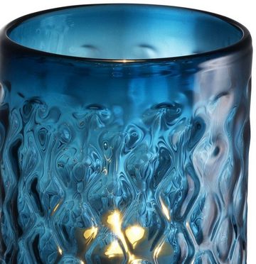 Casa Padrino Kerzenleuchter Luxus Glas Kerzenleuchter Blau Ø 20 x H. 28 cm - Hotel & Restaurant Deko Accessoires
