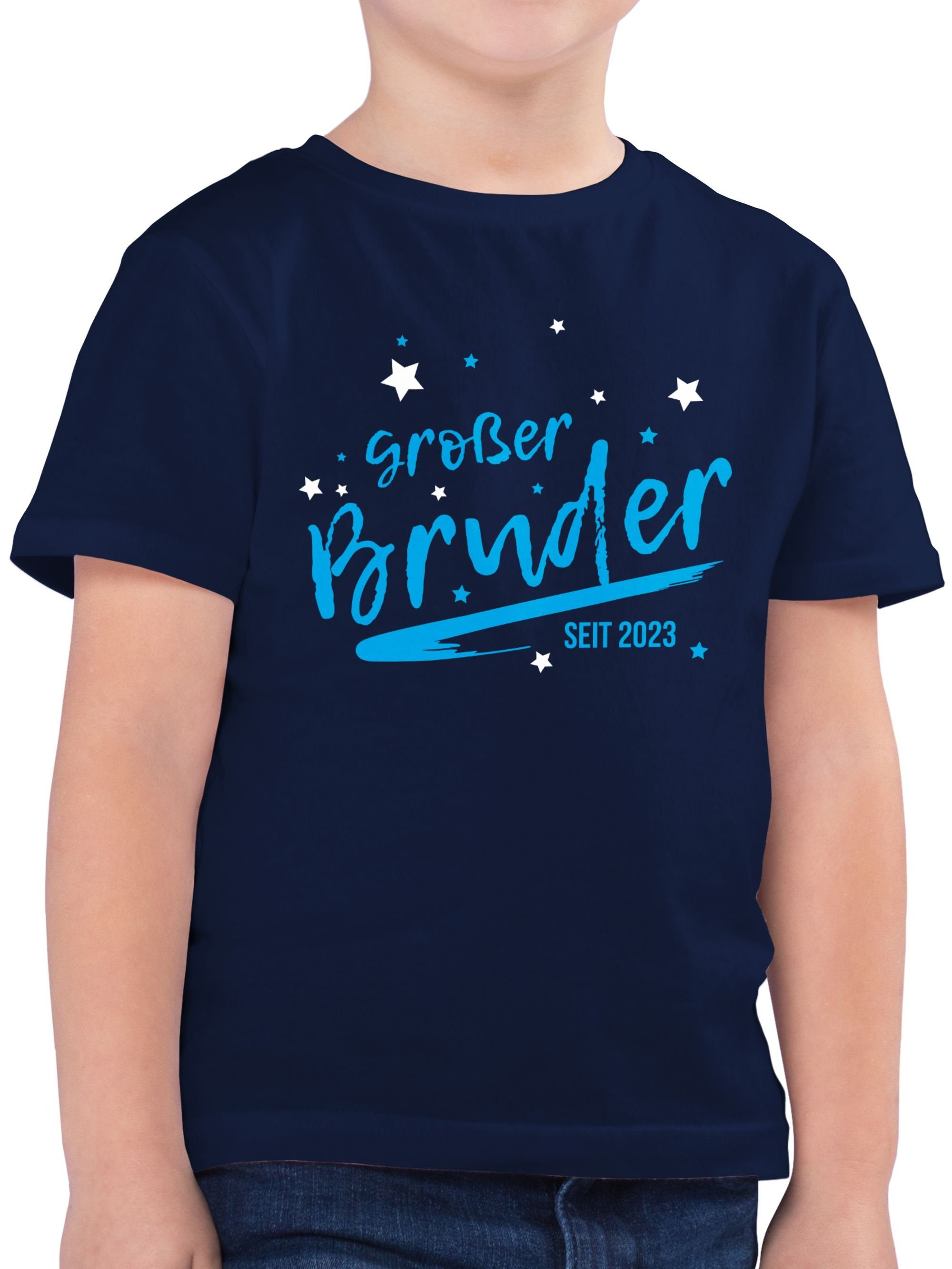 Shirtracer T-Shirt Großer Bruder seit 2023 Sterne Großer Bruder 1 Dunkelblau