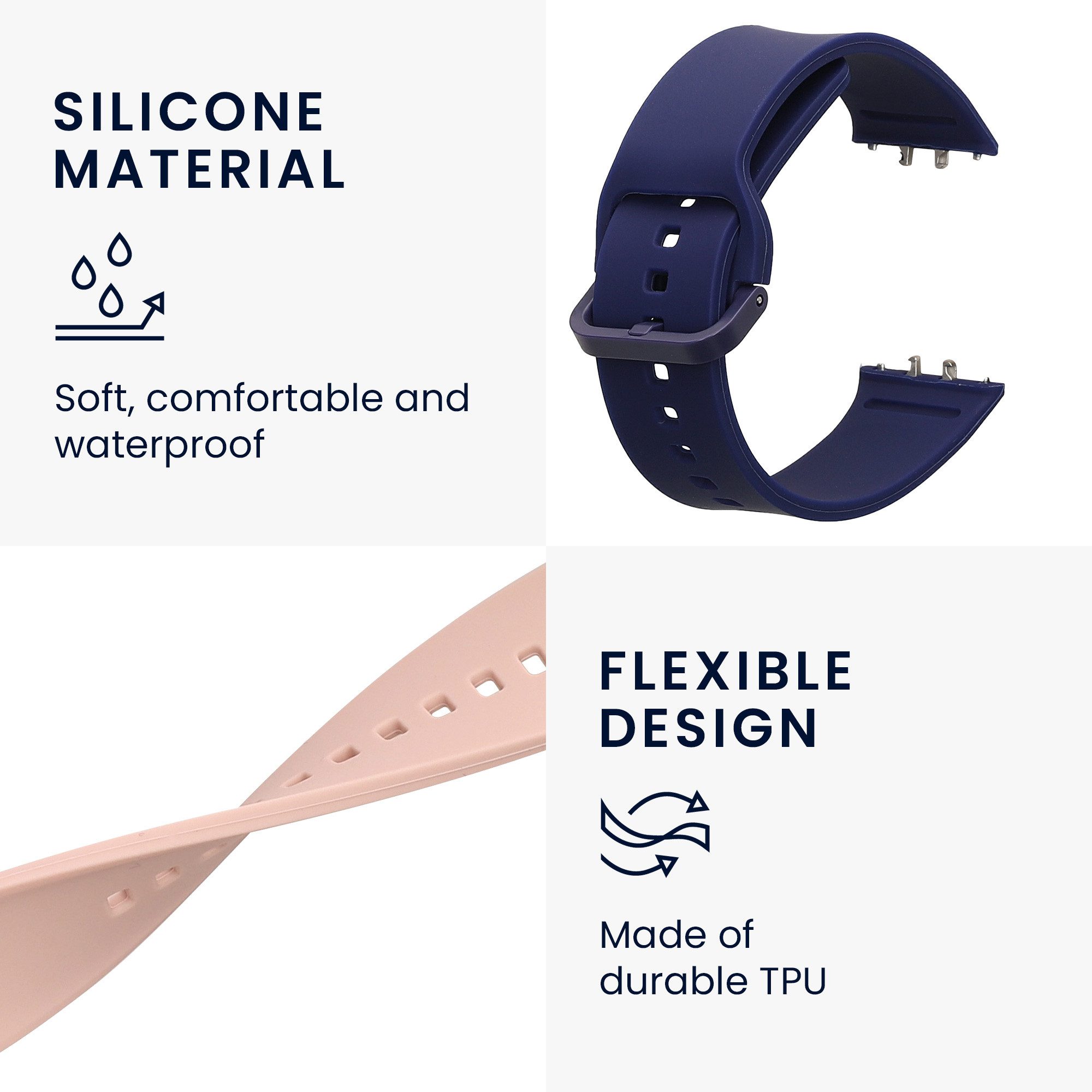 kwmobile Uhrenarmband für Samsung Galaxy Fit 3 Armband Smartwatch, 2-tlg., Ersatzarmband für Fitnesstracker - Wechselarmband Smartwatch