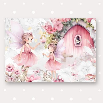 homestyle-accessoires Poster Bilder Set Kinderbilder SCHLAF GUT KLEINER ENGEL - FEEN HASEN, (5 St), Kinderbild Poster Wandbilder -Ohne Bilderrahmen-