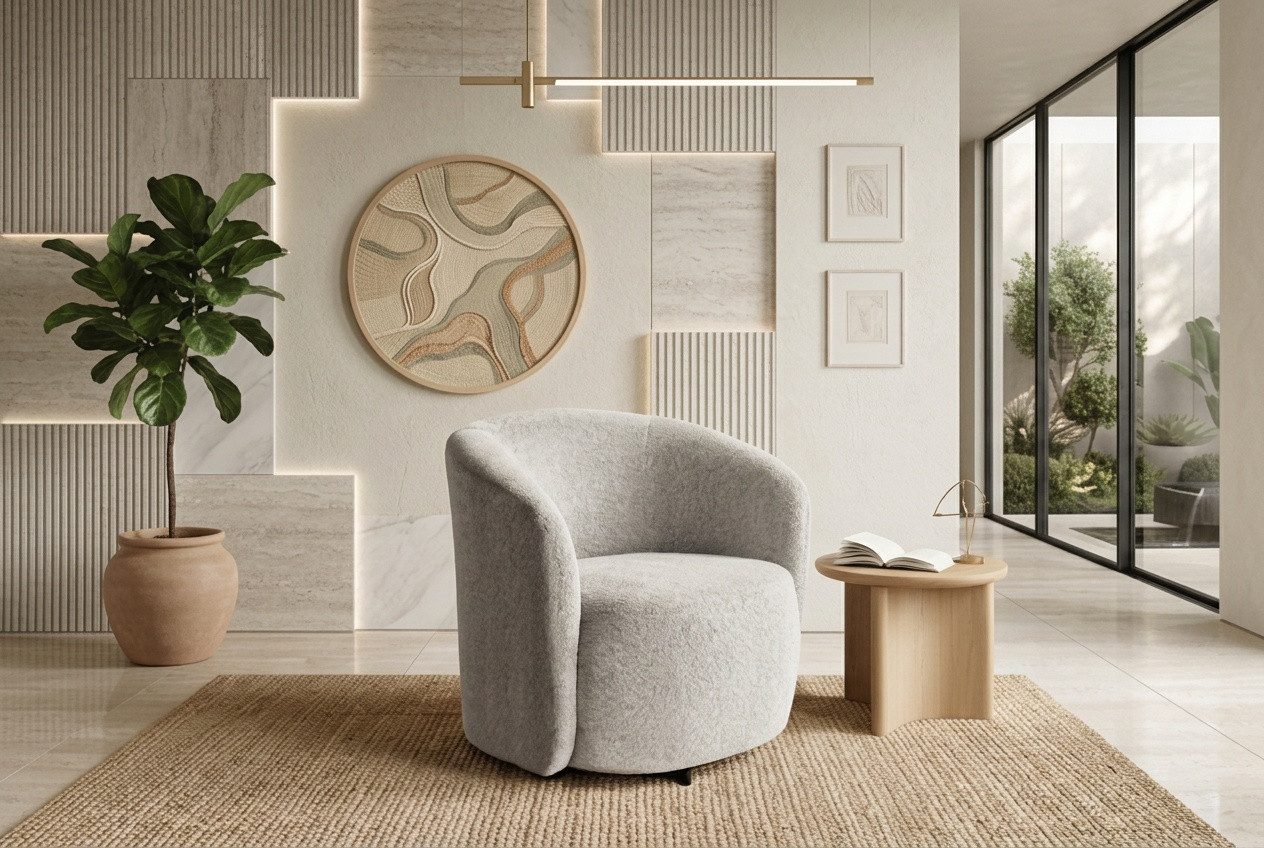 yourhouse24 Drehsessel Orion in elegantem Bouclé-Stoff, Polstersessel 360° drehbar