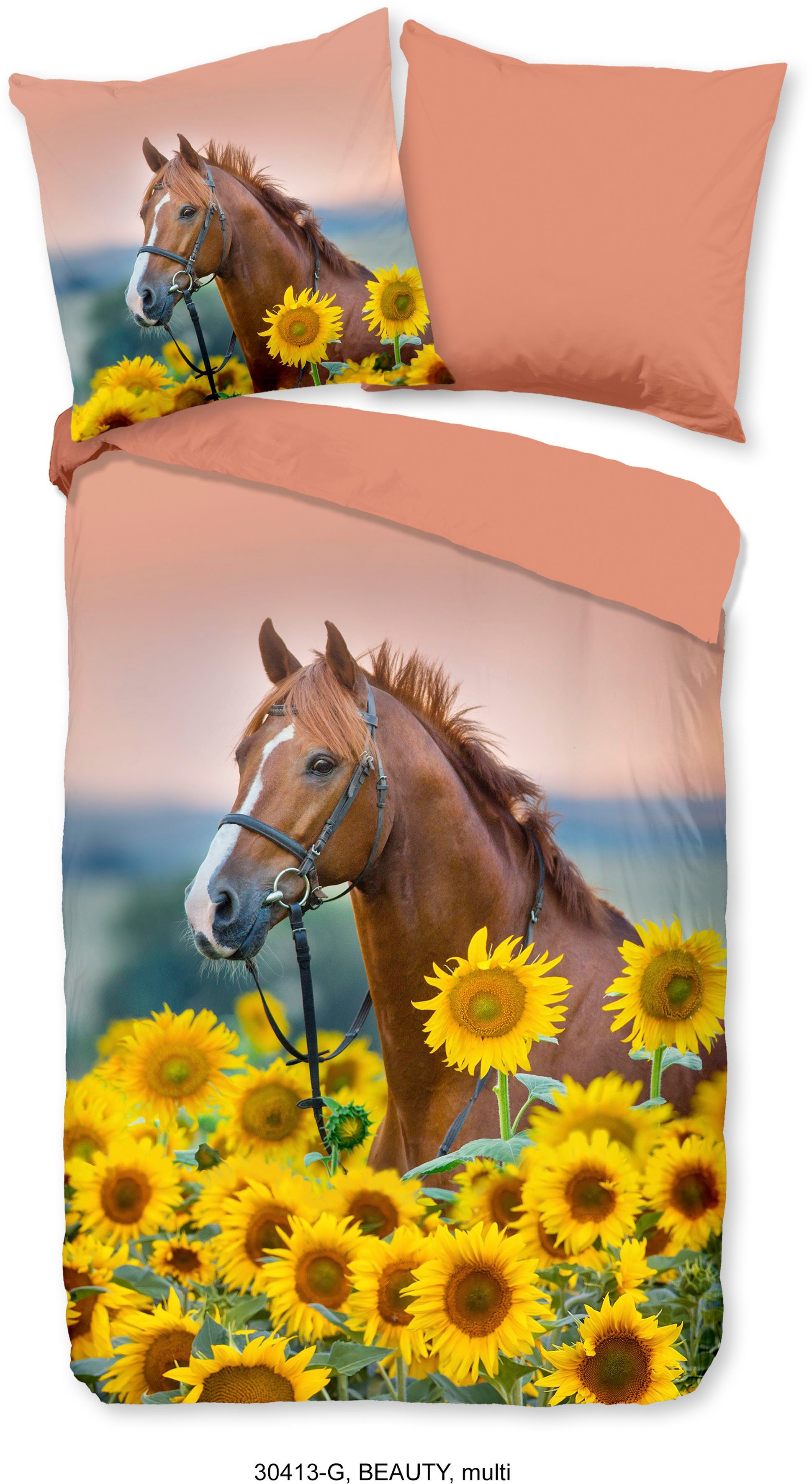good morning Kinderbettwäsche Beauty Horse Sunflower, günstig online kaufen