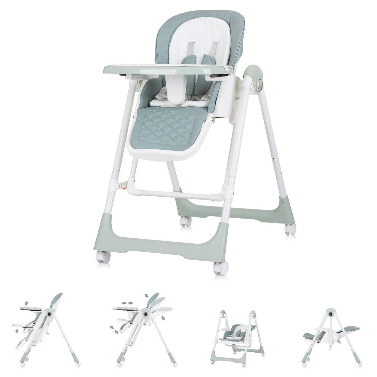 Chipolino Kombihochstuhl Hochstuhl 2 in 1 Milk Shake, verstellbar, Babyschaukel, Räder