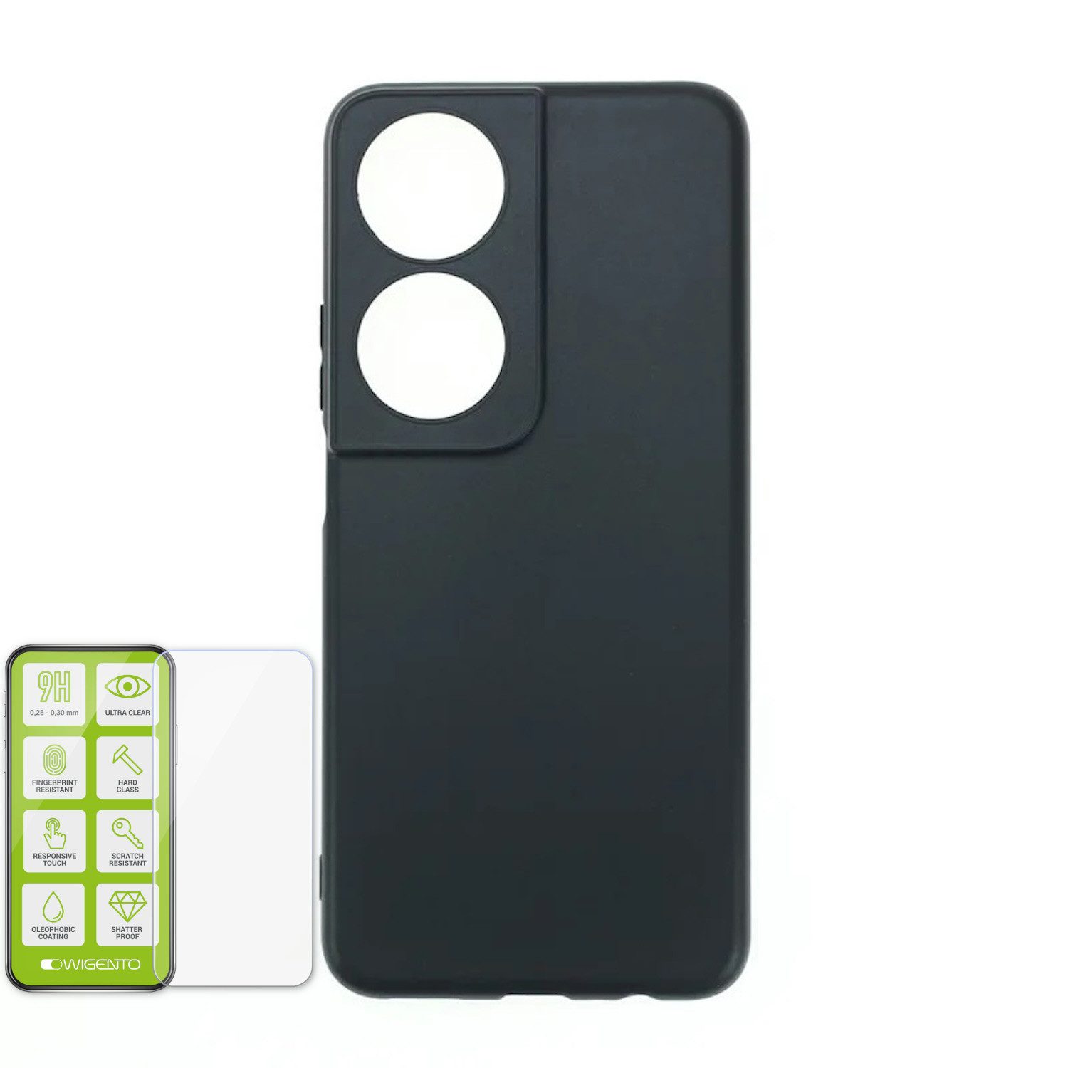Wigento Handyhülle Für Honor X7b Silikon TPU Hülle Case Cover dünn Schwarz + H9 Hart Glas