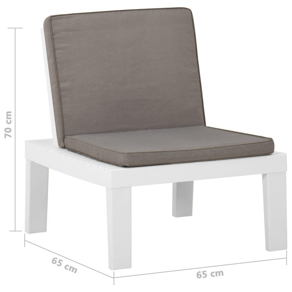 vidaXL Gartenstuhl Gartenstühle 2 Kunststoff Stk Weiß Auflagen mit