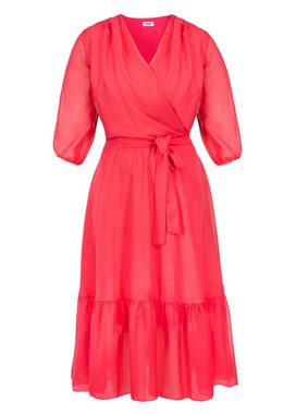 Karko Chiffonkleid 54669 Chiffonkleid mit Volant-Saum und gewickeltem V-Ausschnitt, Plus Size