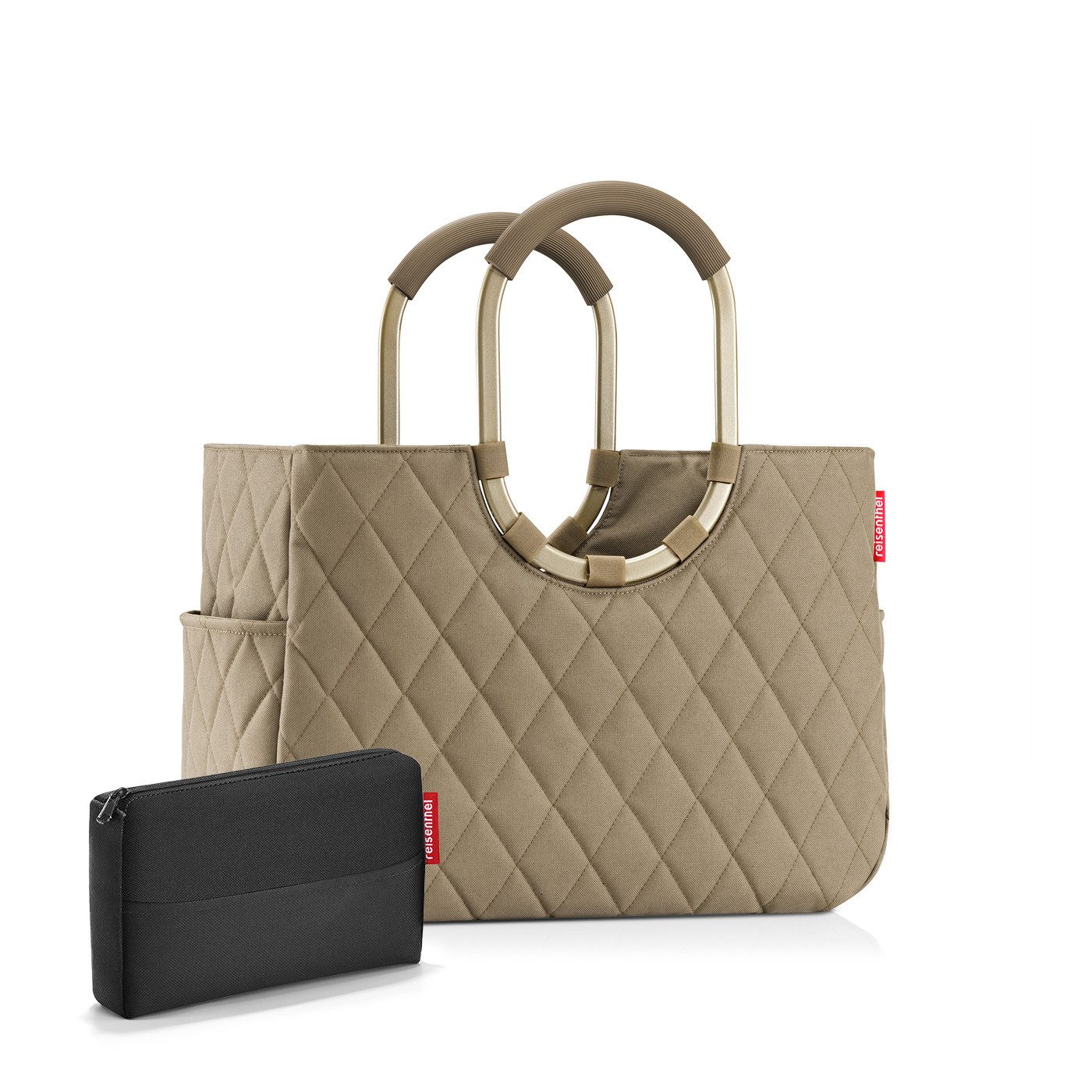 REISENTHEL® Shopper, loopshopper L plus pocketcase rhombus olive