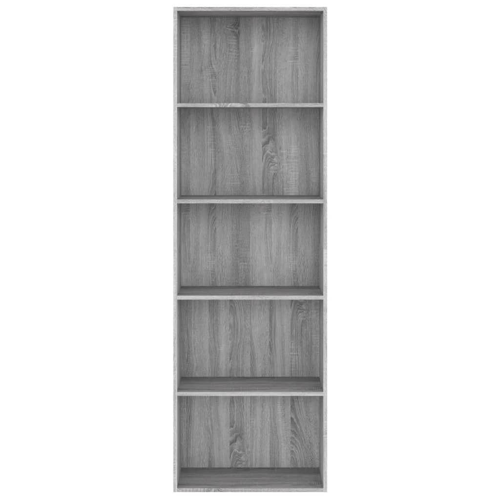 furnicato Bücherregal 5 Fächer Holzwerkstoff cm Grau 60x30x189 Sonoma
