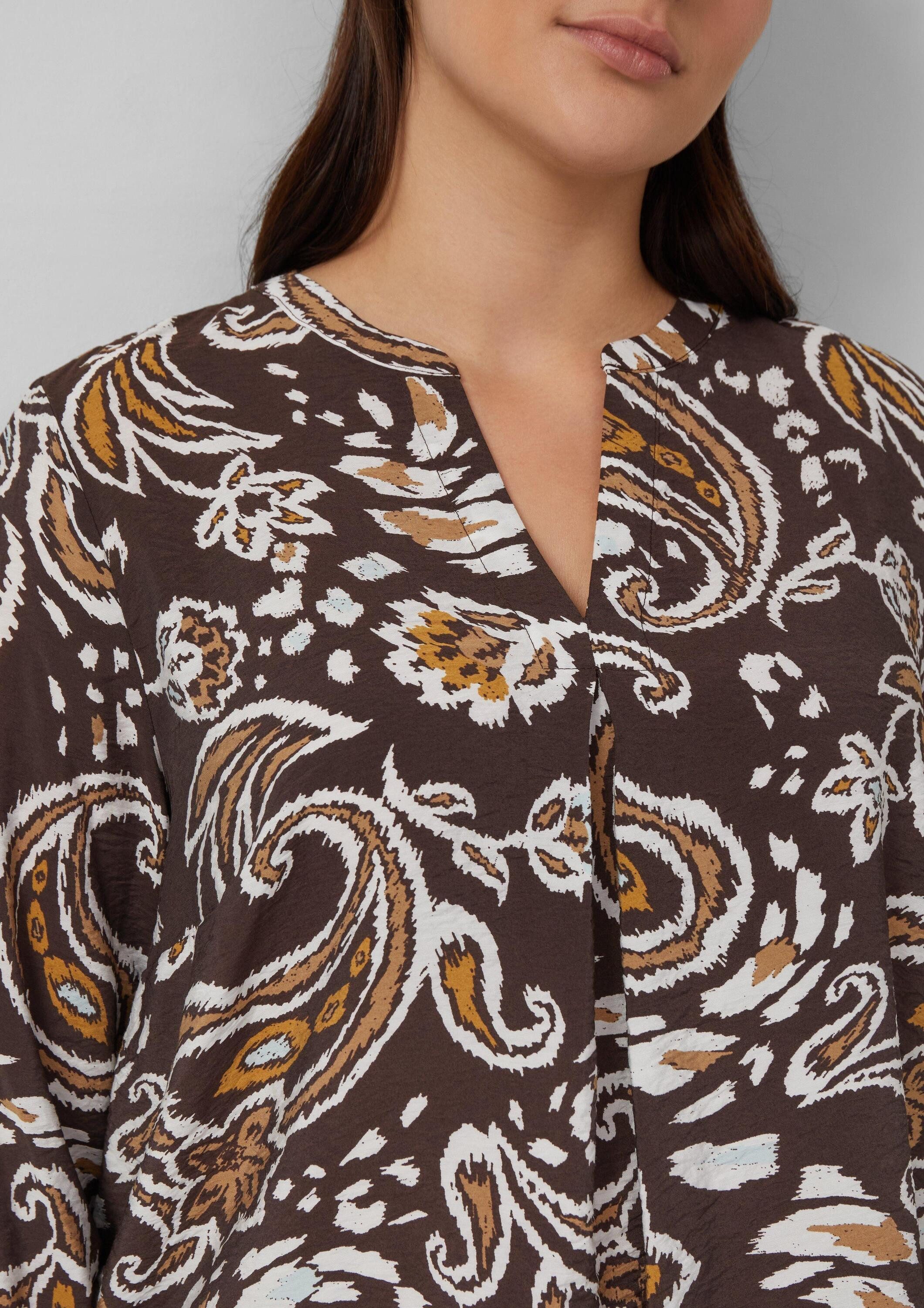 s.Oliver Langarmbluse Bluse Strukturierte Viskosemix-Bluse mit All-over-Print