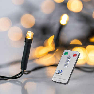 HI LED-Lichterkette, 10 Meter - 100 warm-weiße LED Lämpchen - Mit Fernbedienung & Timer