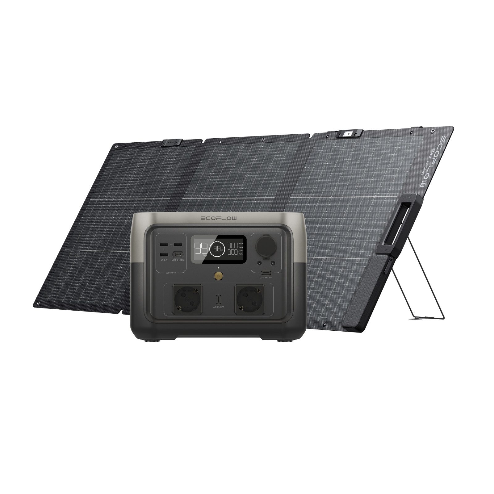 Ecoflow ECOFLOW Tragbare Powerstation RIVER 2 MAX mit 160W solar panel Powerstation