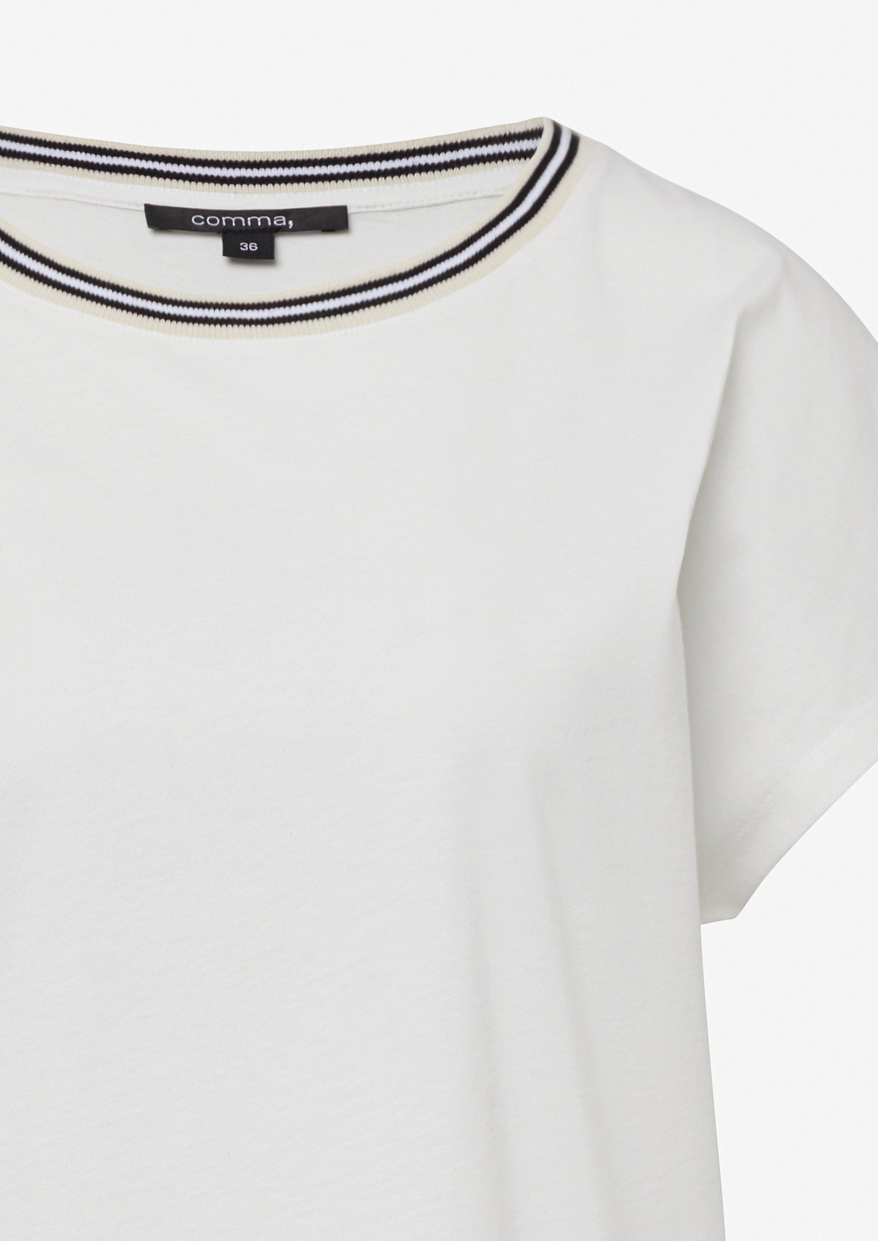 Comma Shirttop Baumwoll-T-Shirt mit überschnittenen Schultern günstig online kaufen