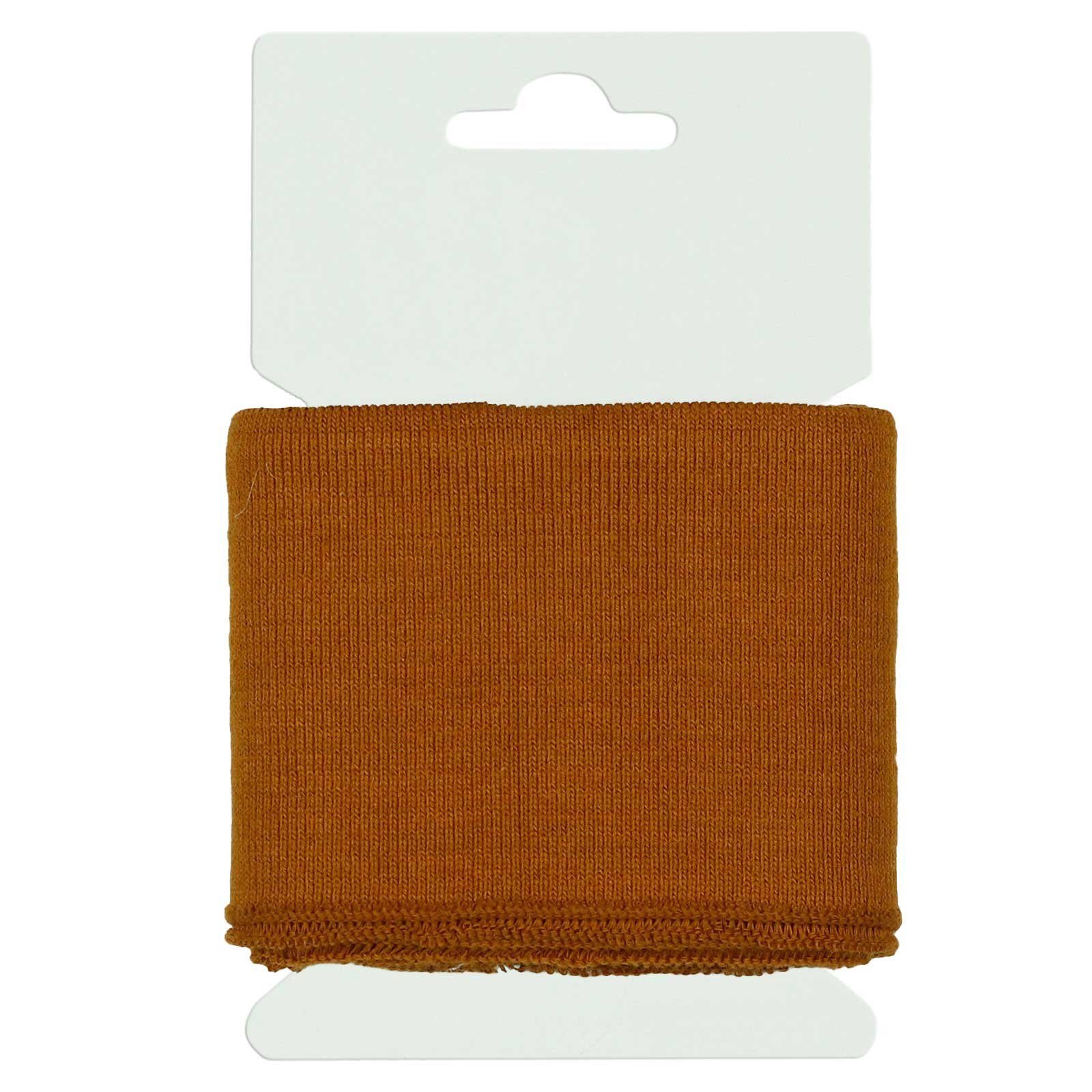 maDDma Stoff 135 x 7 cm nachhaltige Cuff Bündchen Strickbündchen, 053 - rehbraun