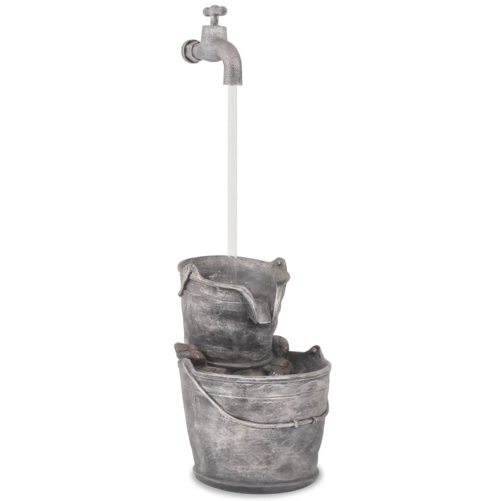 vidaXL Wasserfall Wasserspiel mit Wasserhahn und Eimern Polyresin